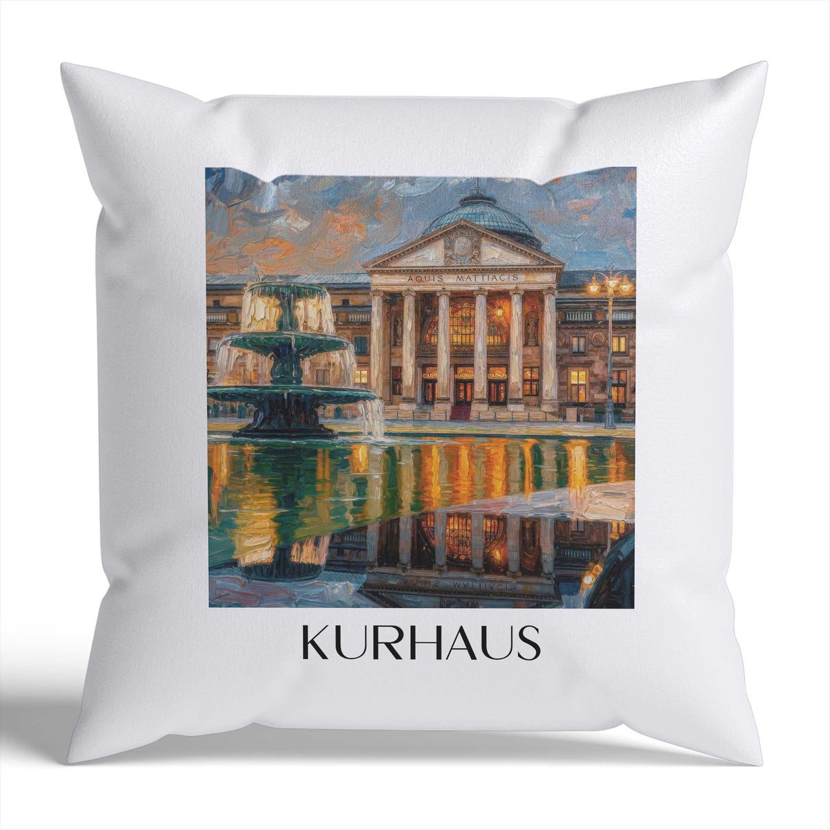 Kurhaus Kissenhülle - Zierkissen Bezug - Wiesbaden - Deutschland Kissen bzw. Kissenbezug im Ölgemälde Stil - favplace