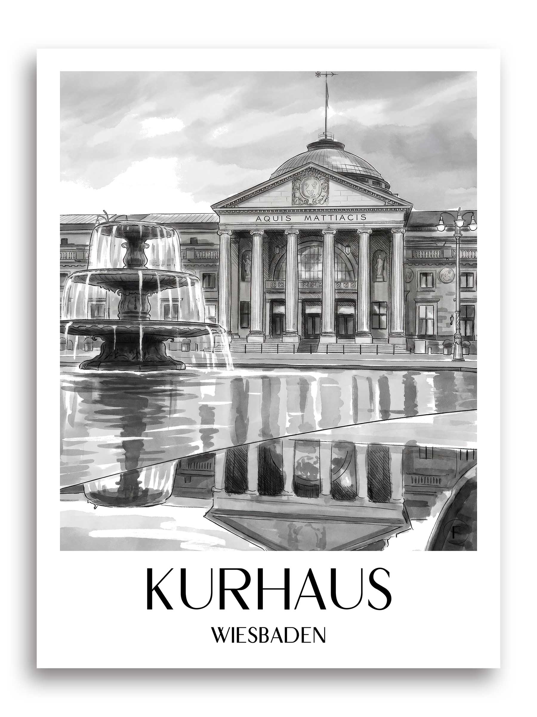 kurhaus-wiesbaden-deutschland-poster-aquarell-schwarz-weiss