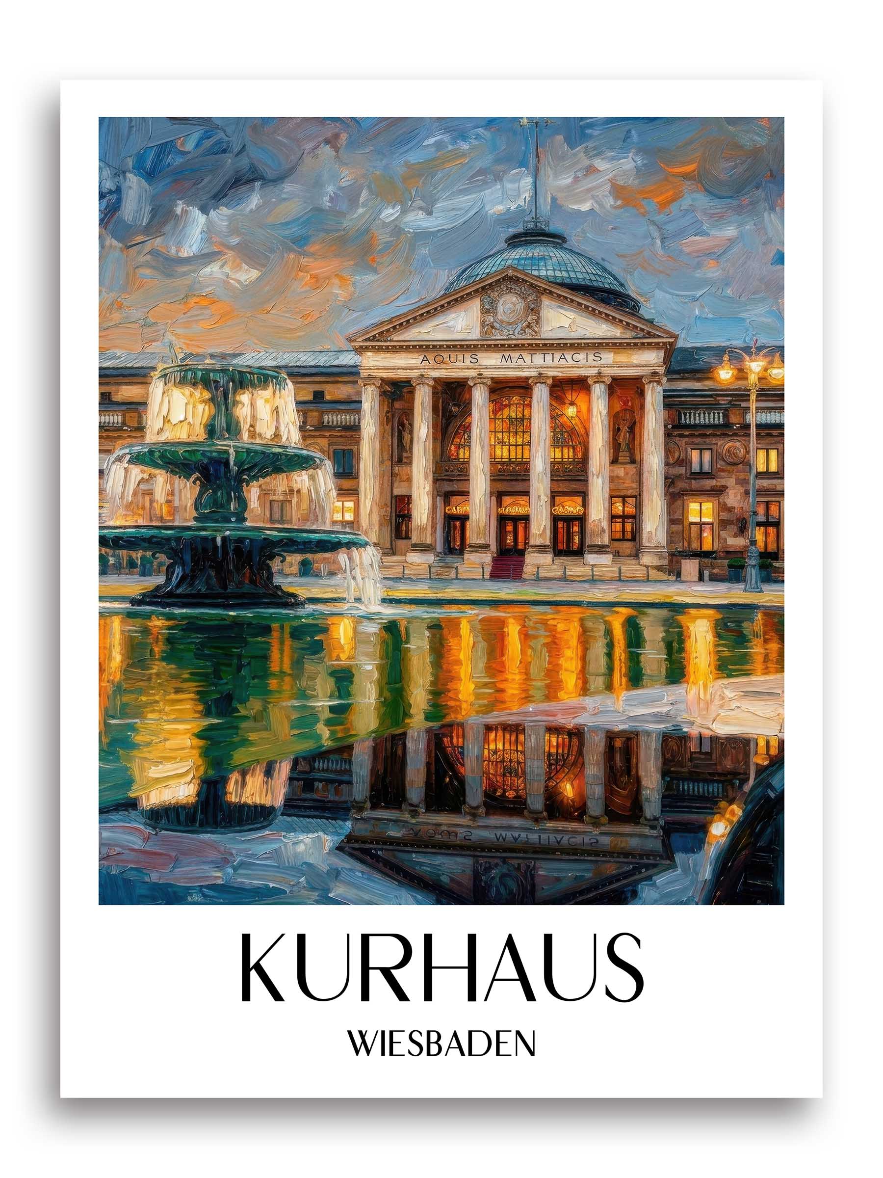 Kurhaus Poster - Wiesbaden - Deutschland Kunstdruck - Ölgemälde von A4 bis A1 - favplace