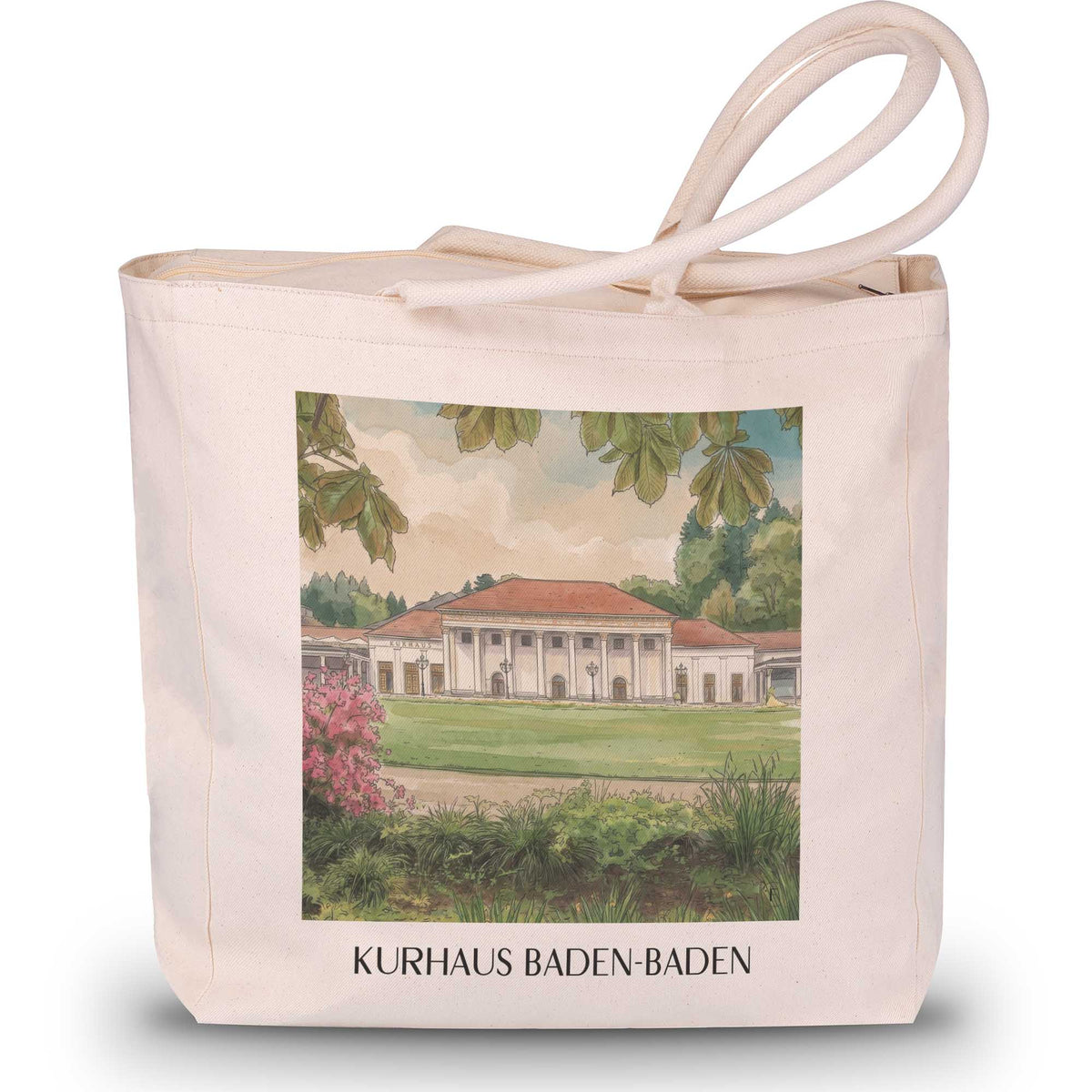 Kurhaus Shopping Tasche - Baden-Baden - Deutschland Tote Bag - Einkaufstasche im Aquarell Stil - favplace