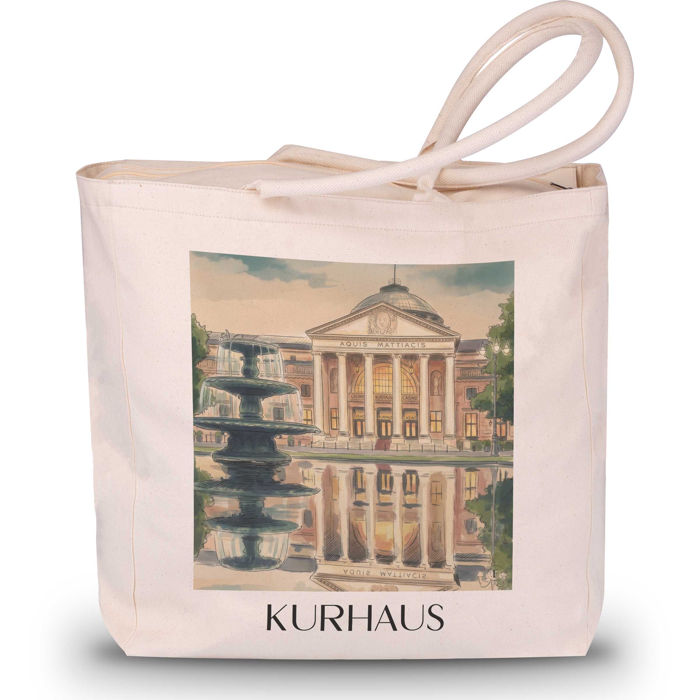 Kurhaus Shopping Tasche - Wiesbaden - Deutschland Tote Bag - Einkaufstasche im Aquarell Stil - favplace