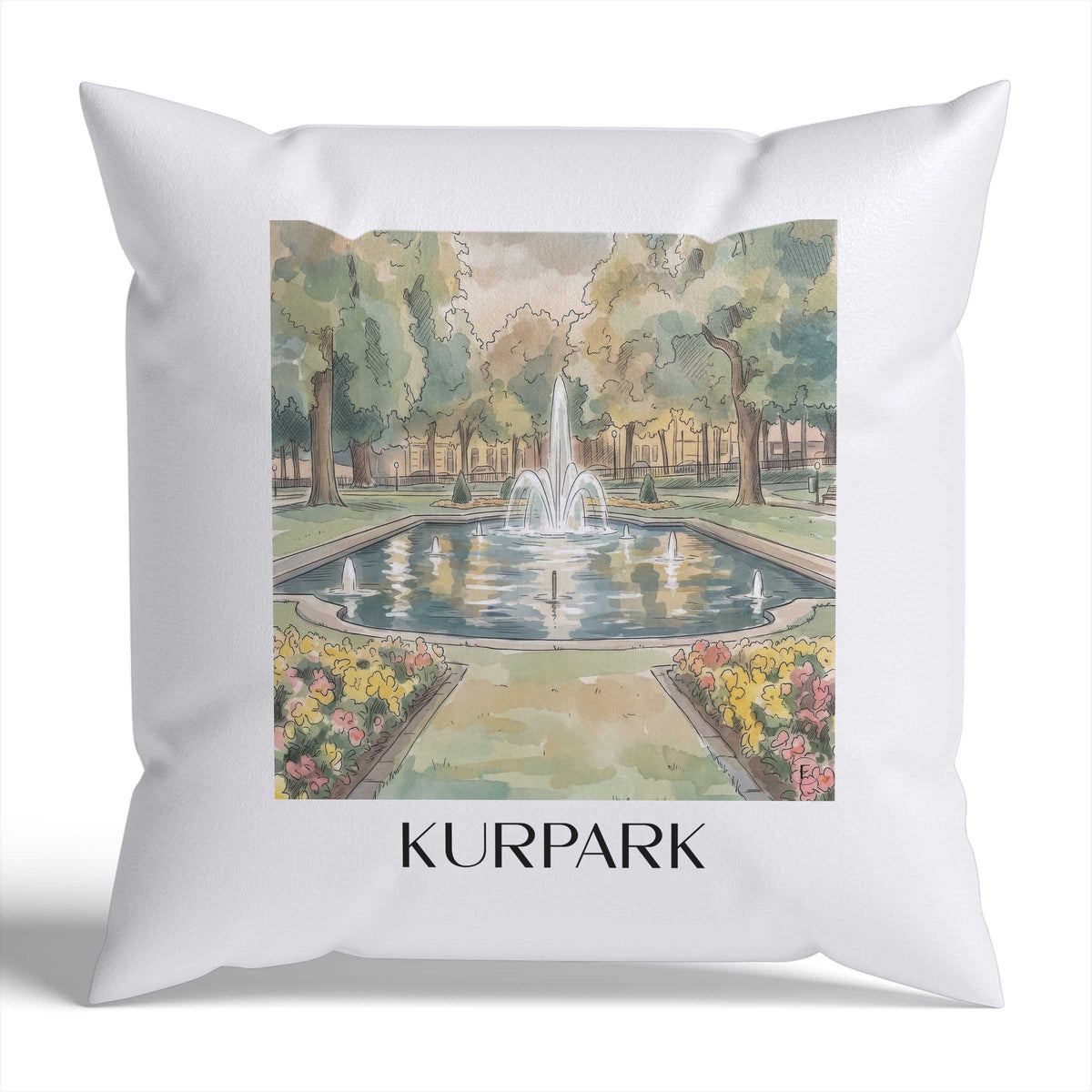 kurpark-aachen-deutschland-kissenbezug-aquarell