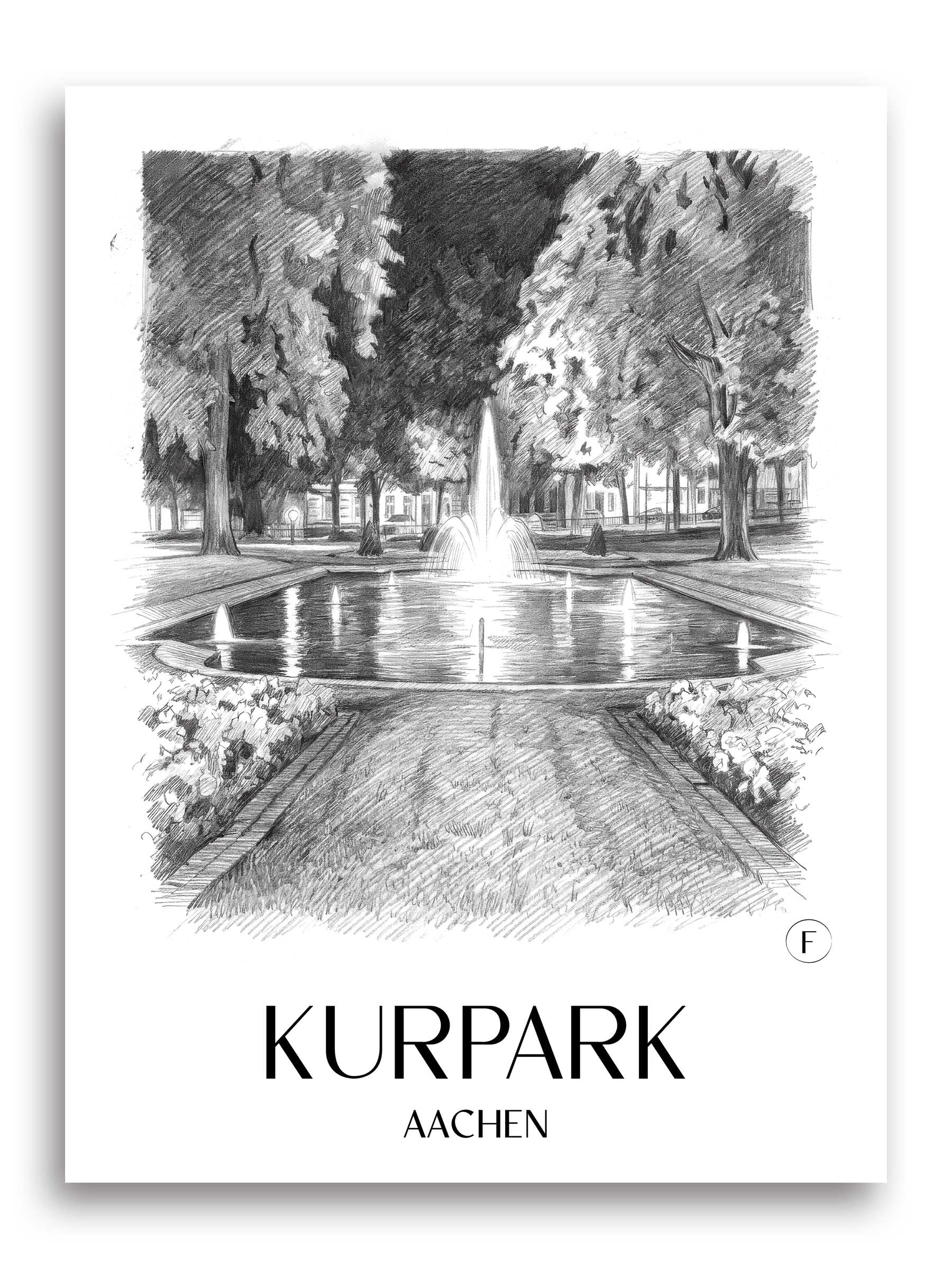 kurpark-aachen-deutschland-poster-bleistift-zeichnung-drawing