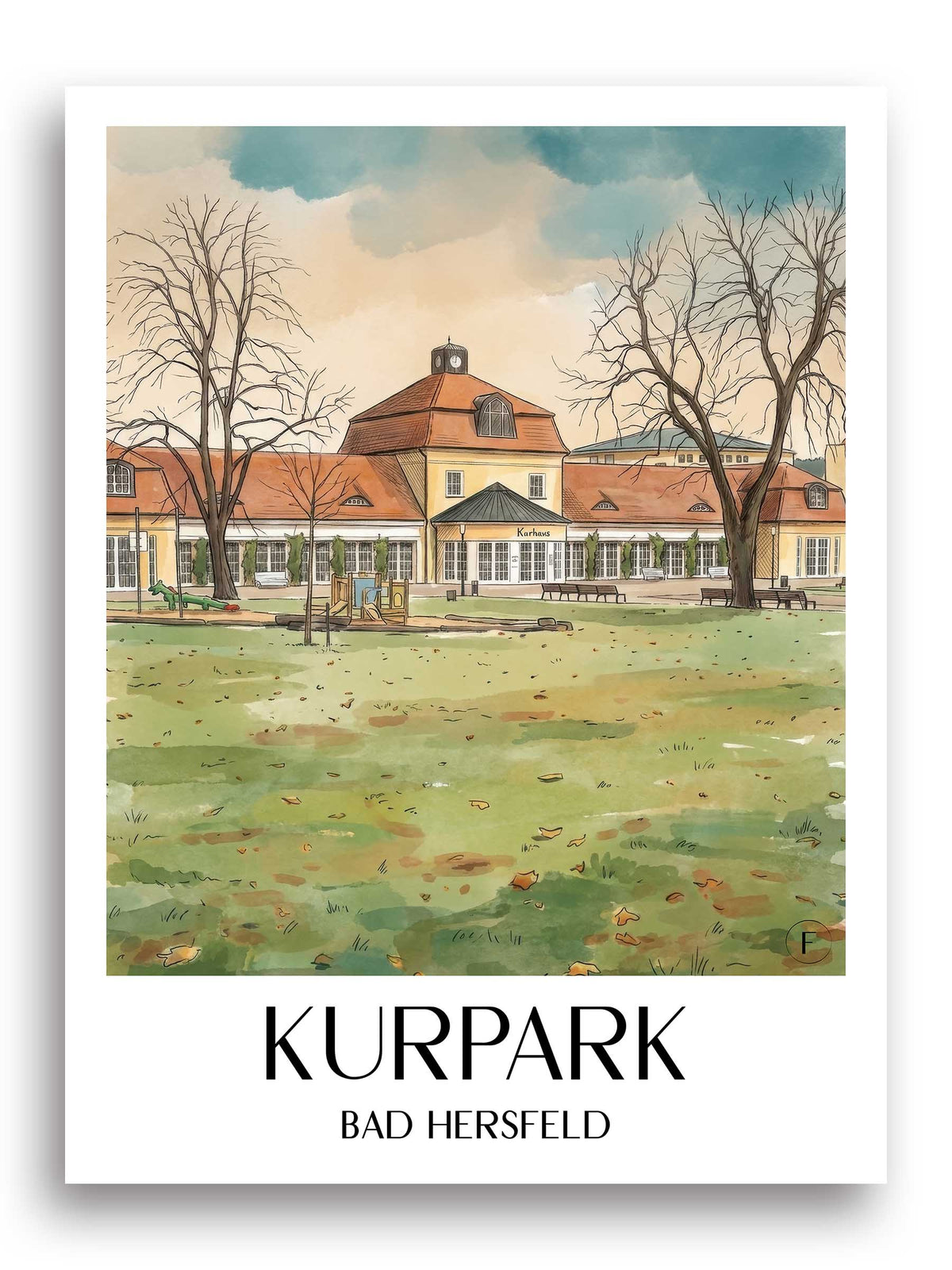 kurpark-bad-hersfeld-deutschland-poster-aquarell