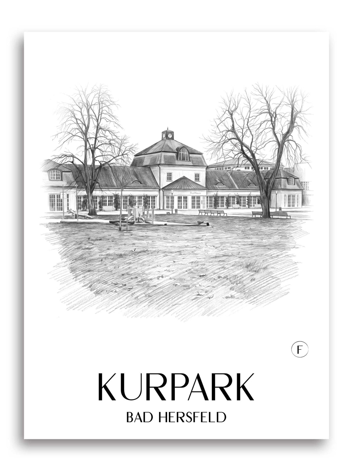 kurpark-bad-hersfeld-deutschland-poster-bleistift-zeichnung-drawing