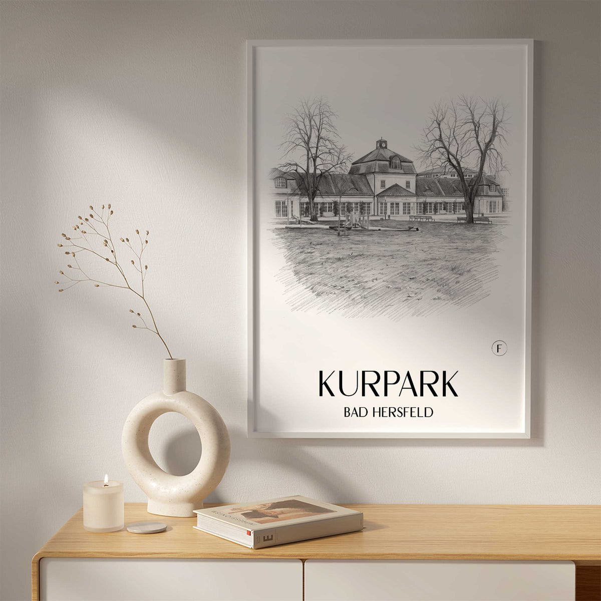 kurpark-bad-hersfeld-deutschland-poster-bleistift-zeichnung-drawing