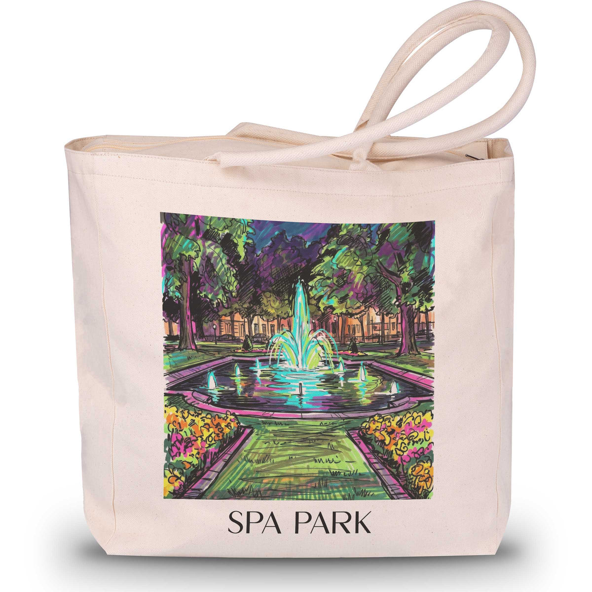 Kurpark Shopping Tasche - Aachen - Deutschland Tote Bag - Einkaufstasche im Tag Graffiti Stil - favplace
