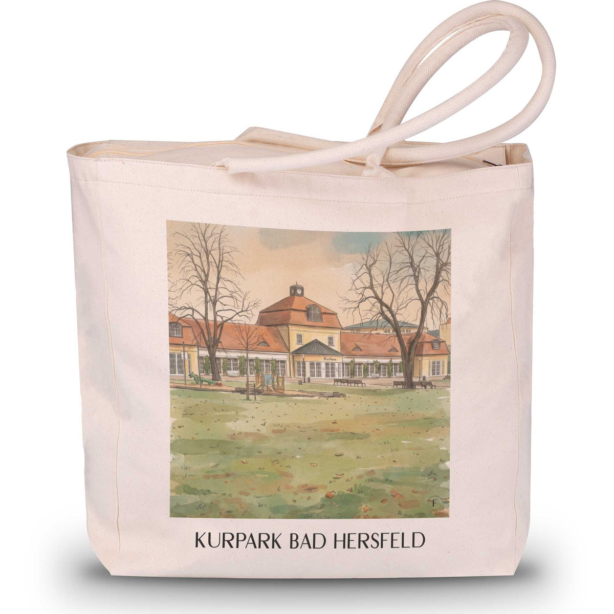 kurpark-bad-hersfeld-deutschland-einkaufstasche-aquarell