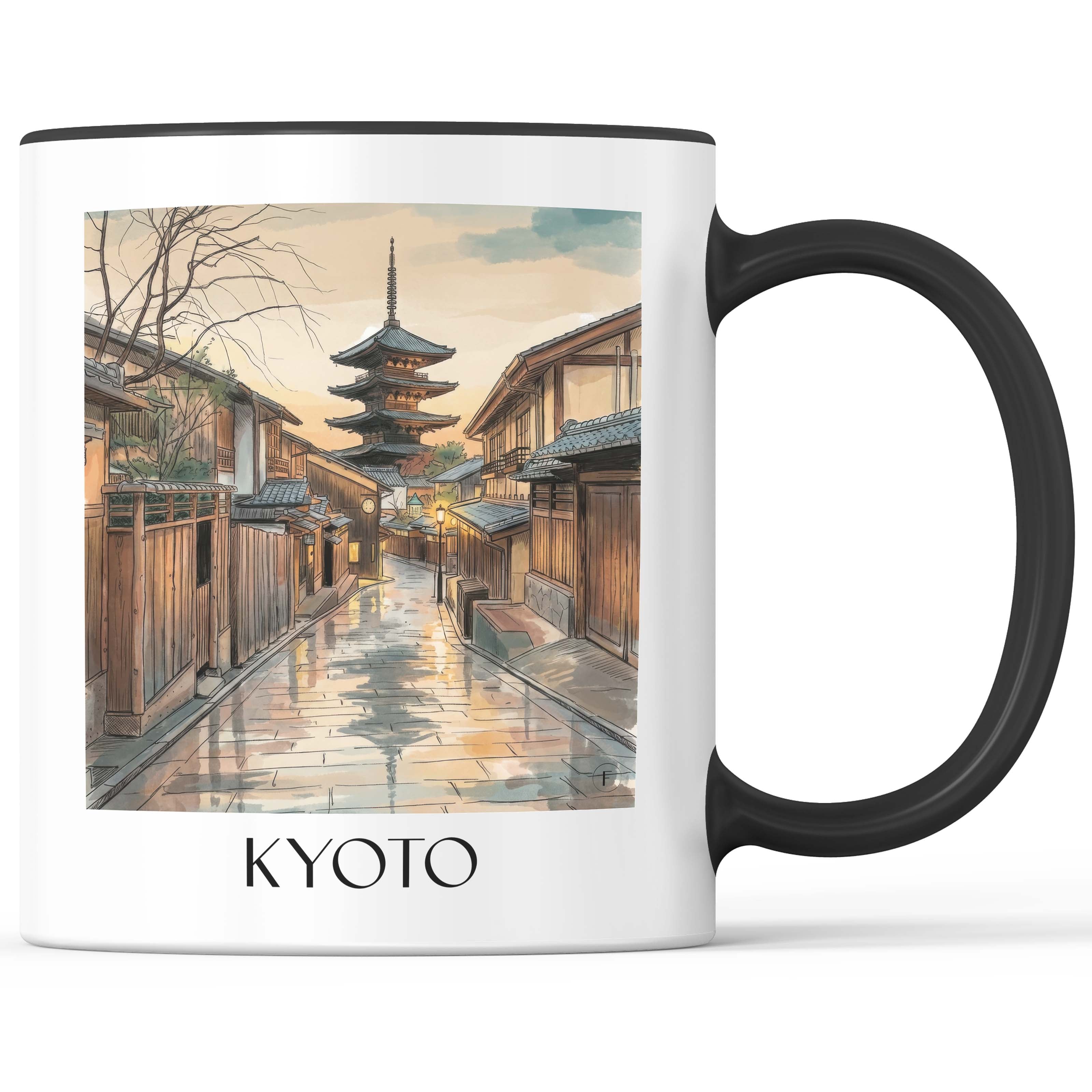 Kyoto - Japan Becher - Kaffeetasse im Aquarell Stil - favplace