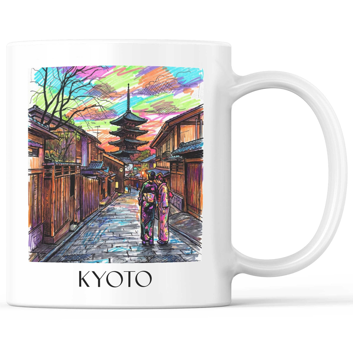 Kyoto - Japan Becher - Kaffeetasse im Tag Graffiti Stil - favplace