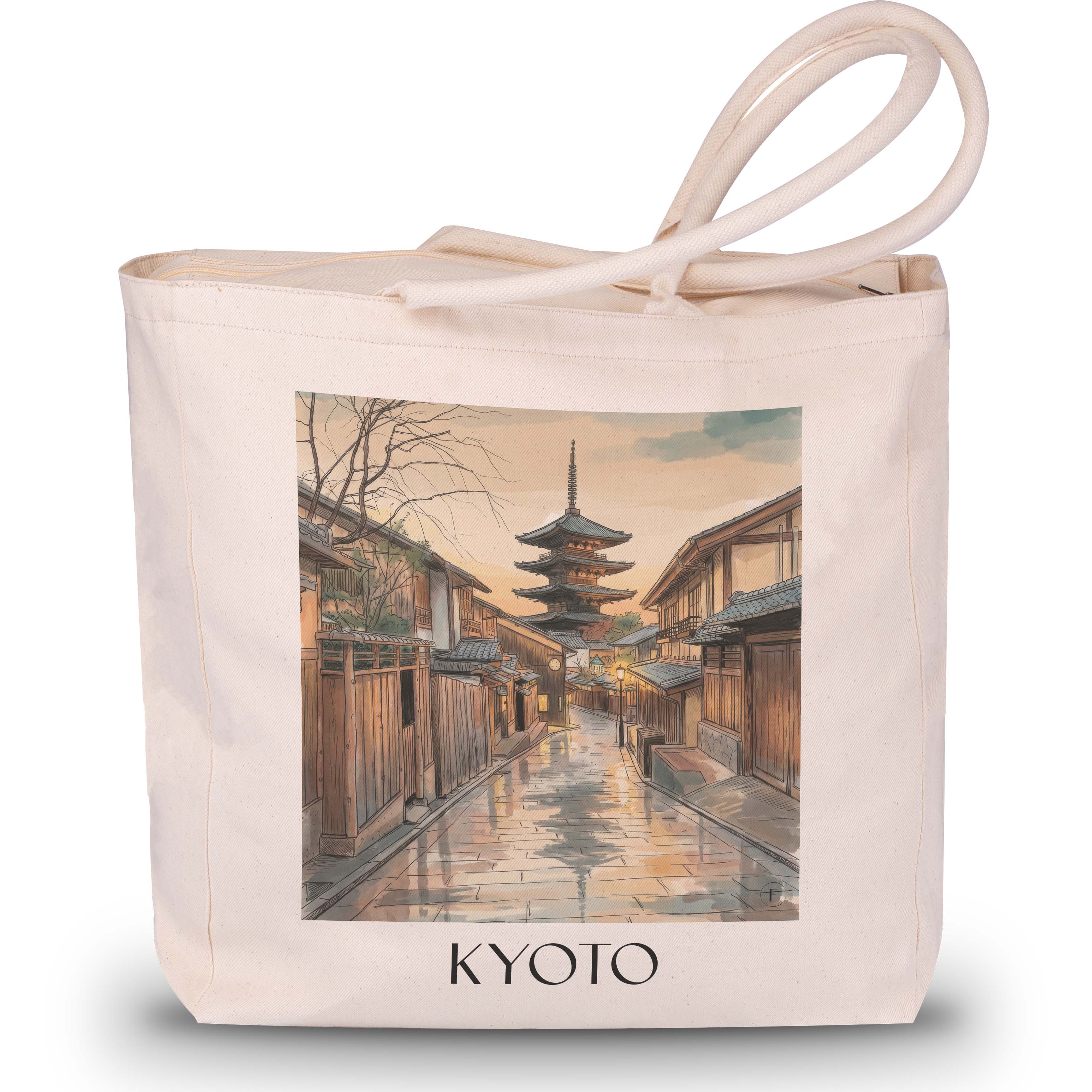 Kyoto - Japan Tote Bag - Einkaufstasche im Aquarell Stil - favplace