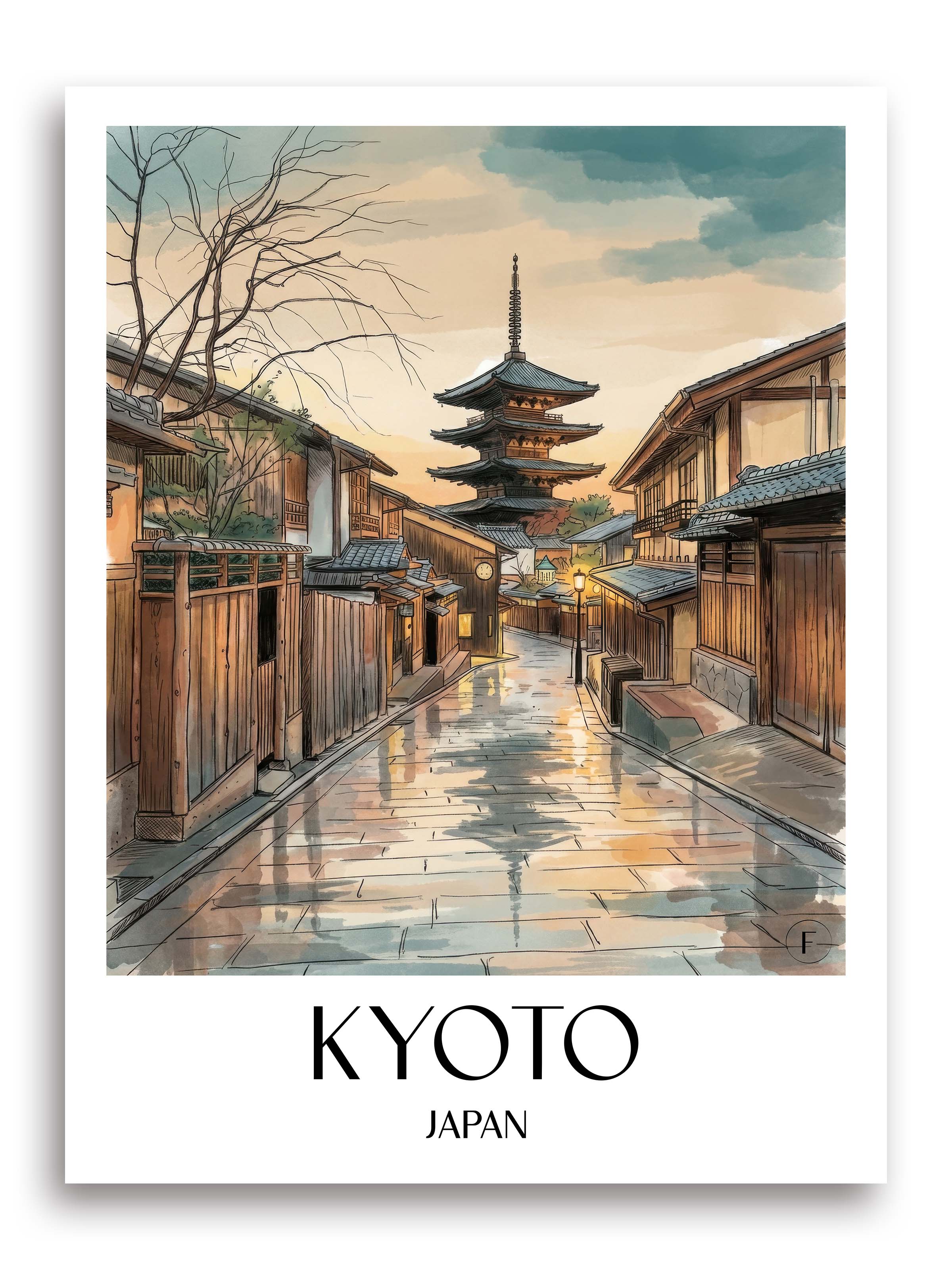 Kyoto Poster - Japan Kunstdruck - Aquarell von A4 bis A1 - favplace