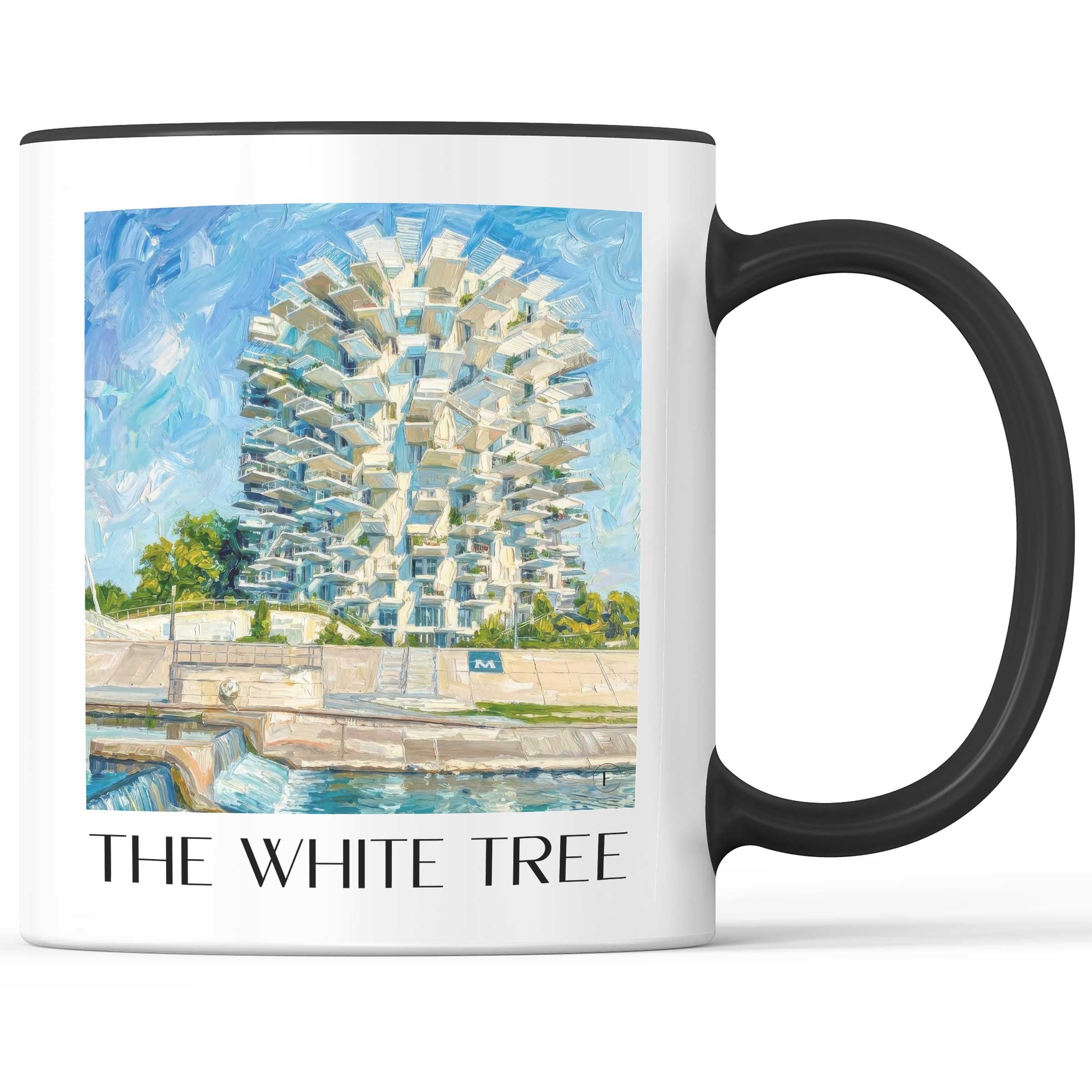 L'Arbre Blanc Kaffeebecher - Montpellier - Frankreich Becher - Kaffeetasse im Ölgemälde Stil - favplace