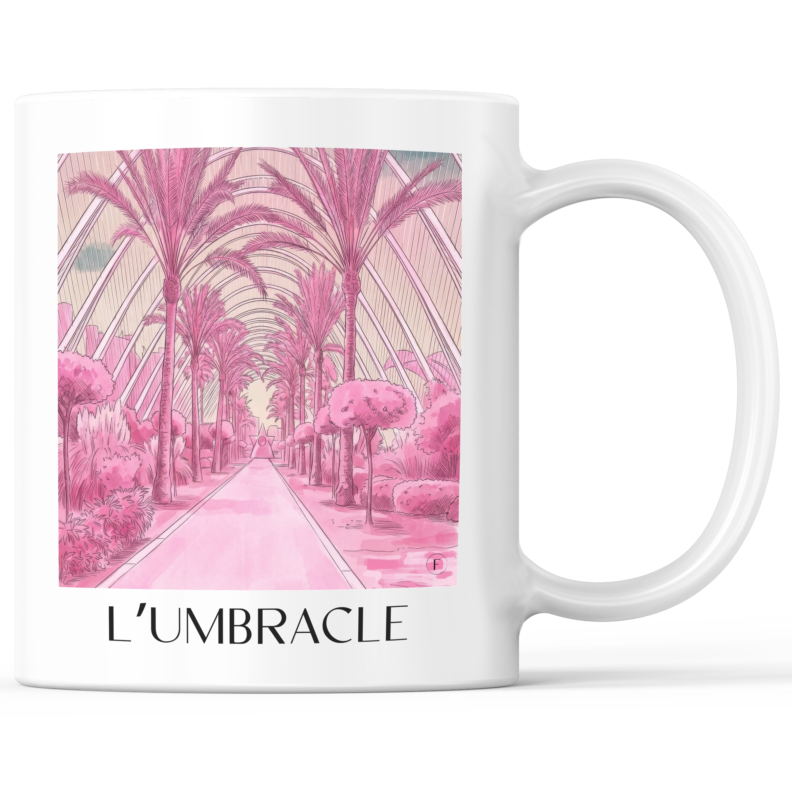 L’Umbracle Kaffeebecher - Valencia - Spanien Becher - Kaffeetasse im Aquarell Pink Stil - favplace
