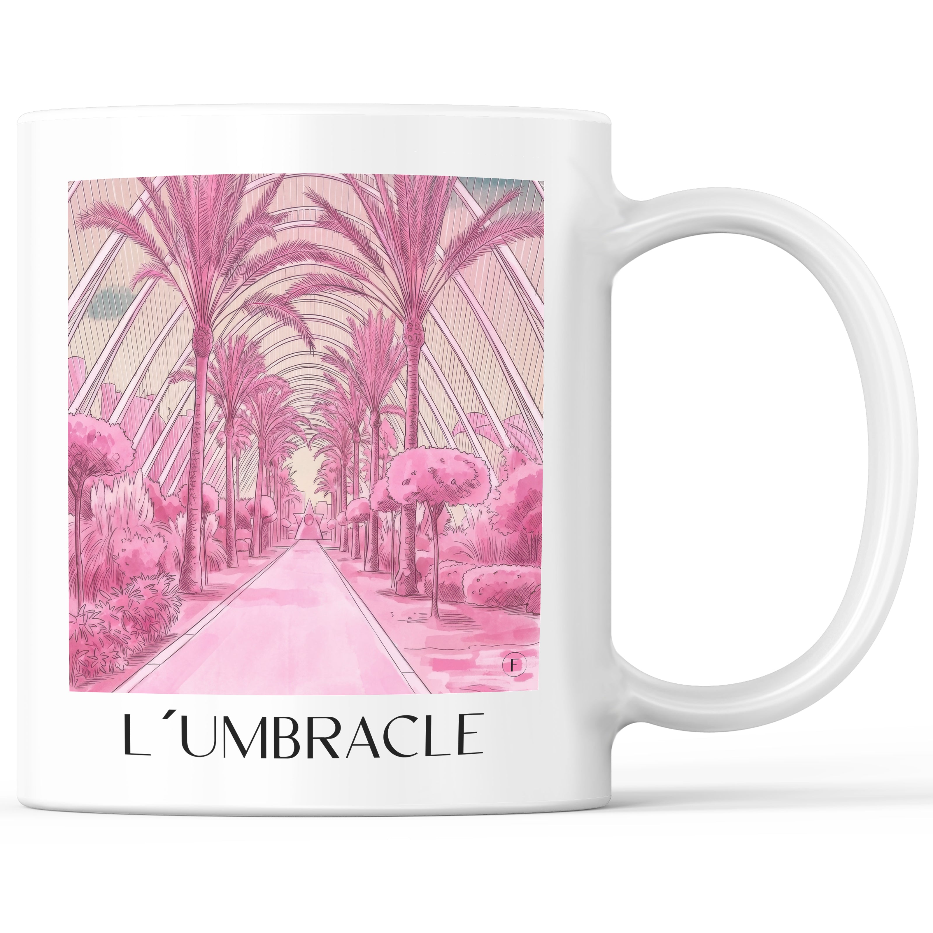 L’Umbracle Kaffeebecher - Valencia - Spanien Becher - Kaffeetasse im Aquarell Pink Stil - favplace