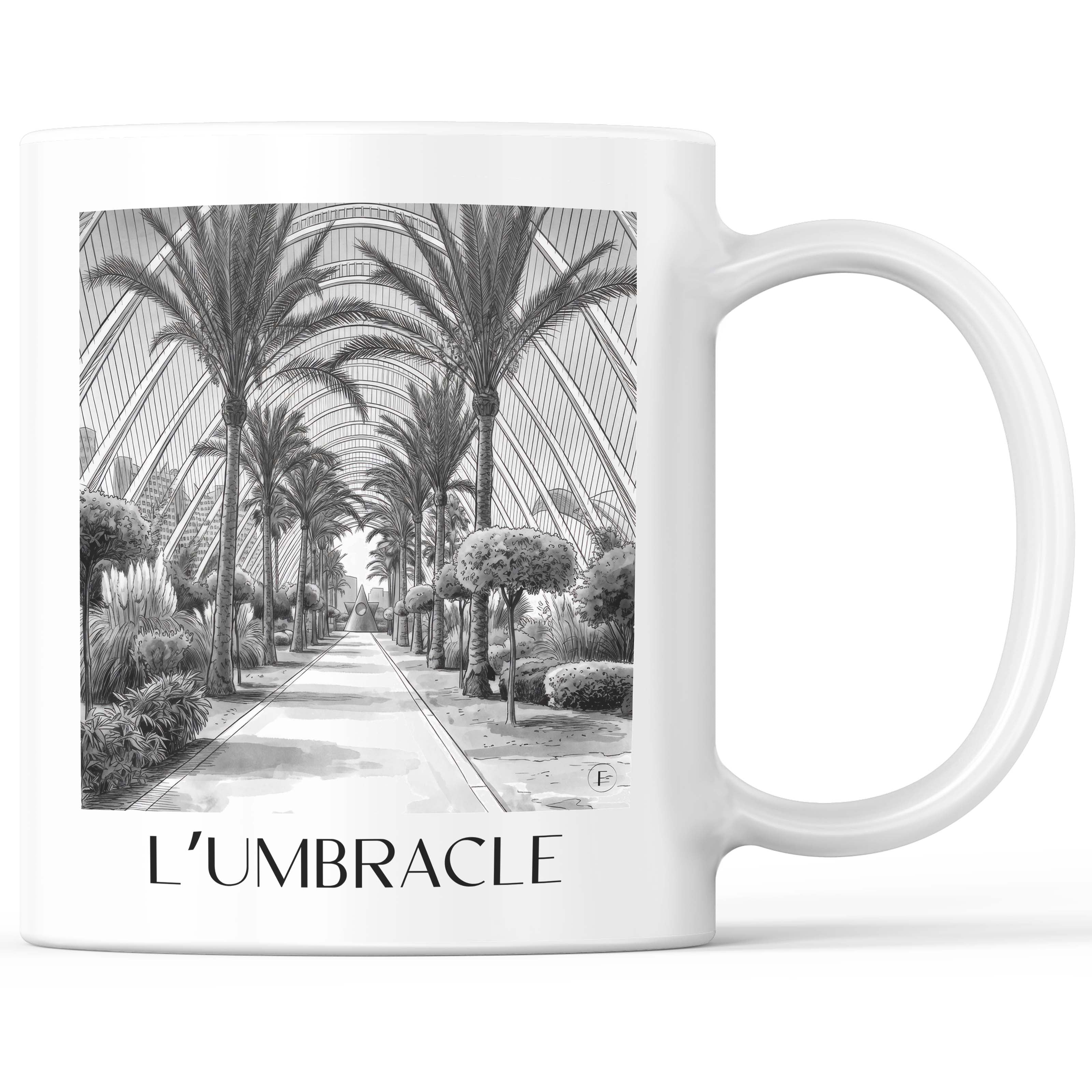 L’Umbracle Kaffeebecher - Valencia - Spanien Becher - Kaffeetasse im Aquarell Schwarz-Weiß Stil - favplace