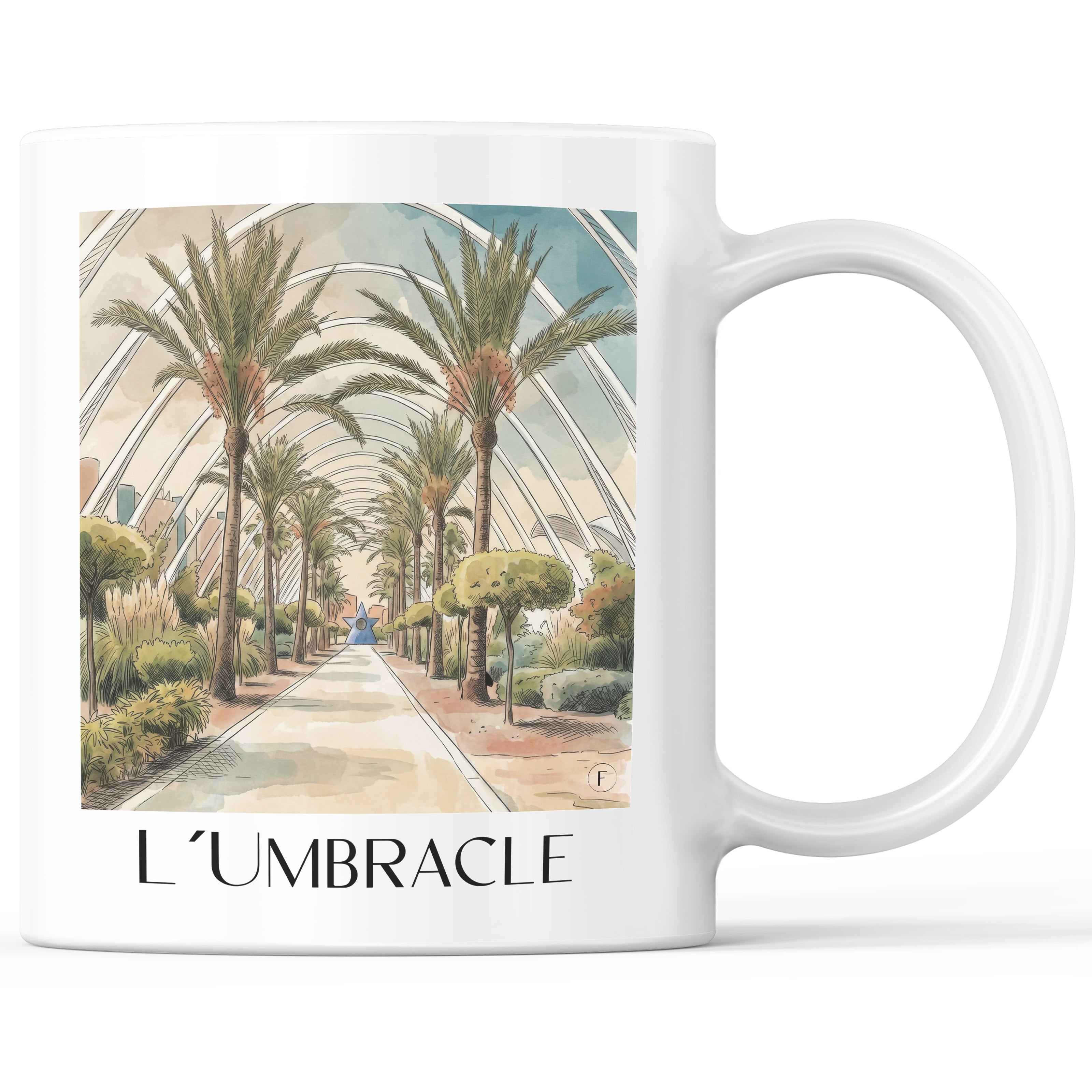 L’Umbracle Kaffeebecher - Valencia - Spanien Becher - Kaffeetasse im Aquarell Stil - favplace