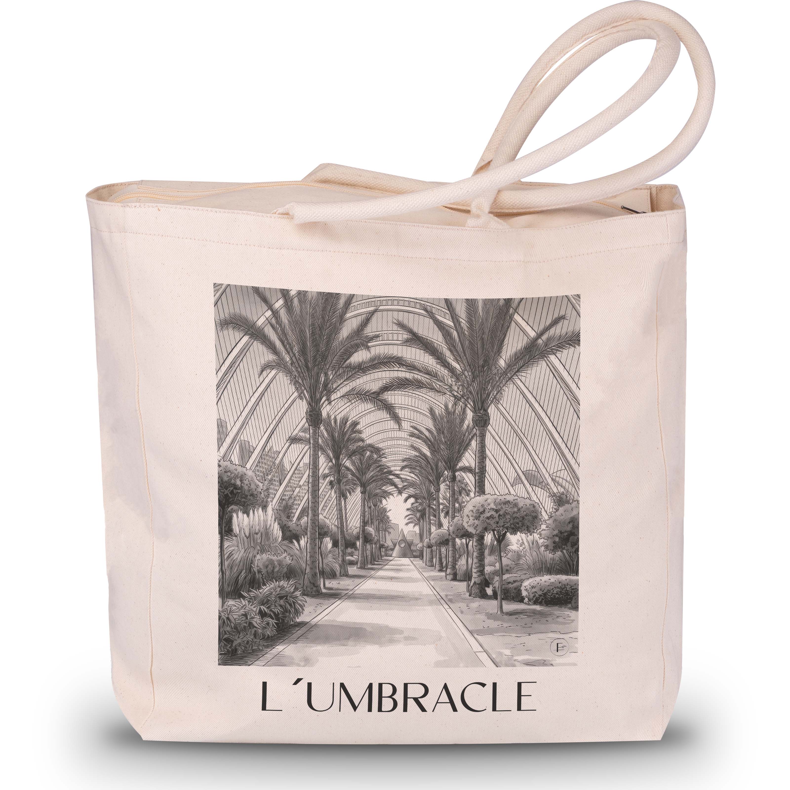 L’Umbracle Shopping Tasche - Valencia - Spanien Tote Bag - Einkaufstasche im Aquarell Schwarz-Weiß Stil - favplace
