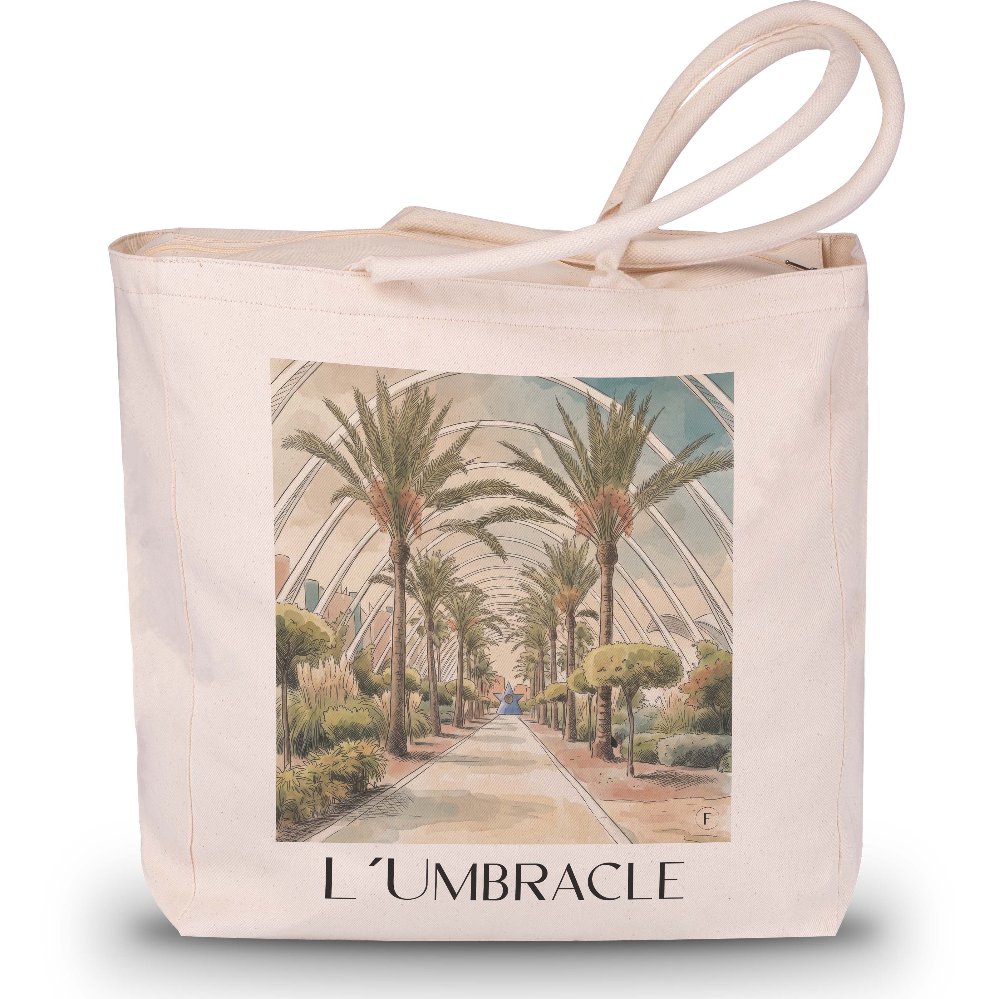 L’Umbracle Shopping Tasche - Valencia - Spanien Tote Bag - Einkaufstasche im Aquarell Stil - favplace