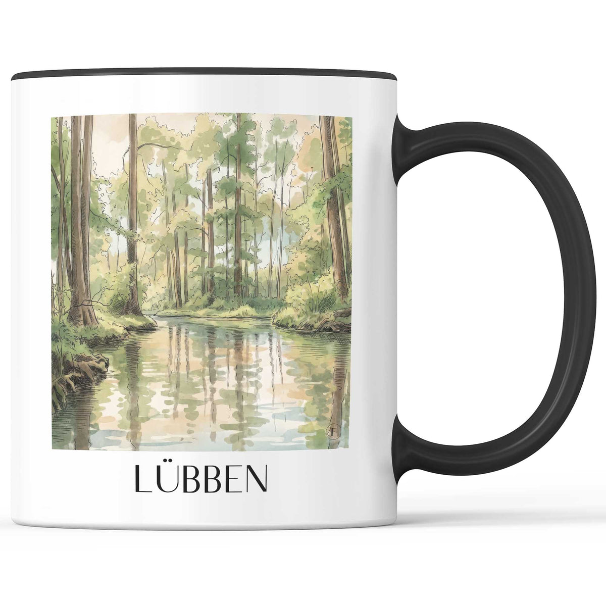 Lübben Kaffeebecher - Spreewald - Deutschland Becher - Kaffeetasse im Aquarell Stil - favplace