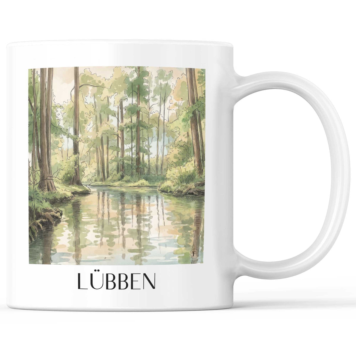 Lübben Kaffeebecher - Spreewald - Deutschland Becher - Kaffeetasse im Aquarell Stil - favplace
