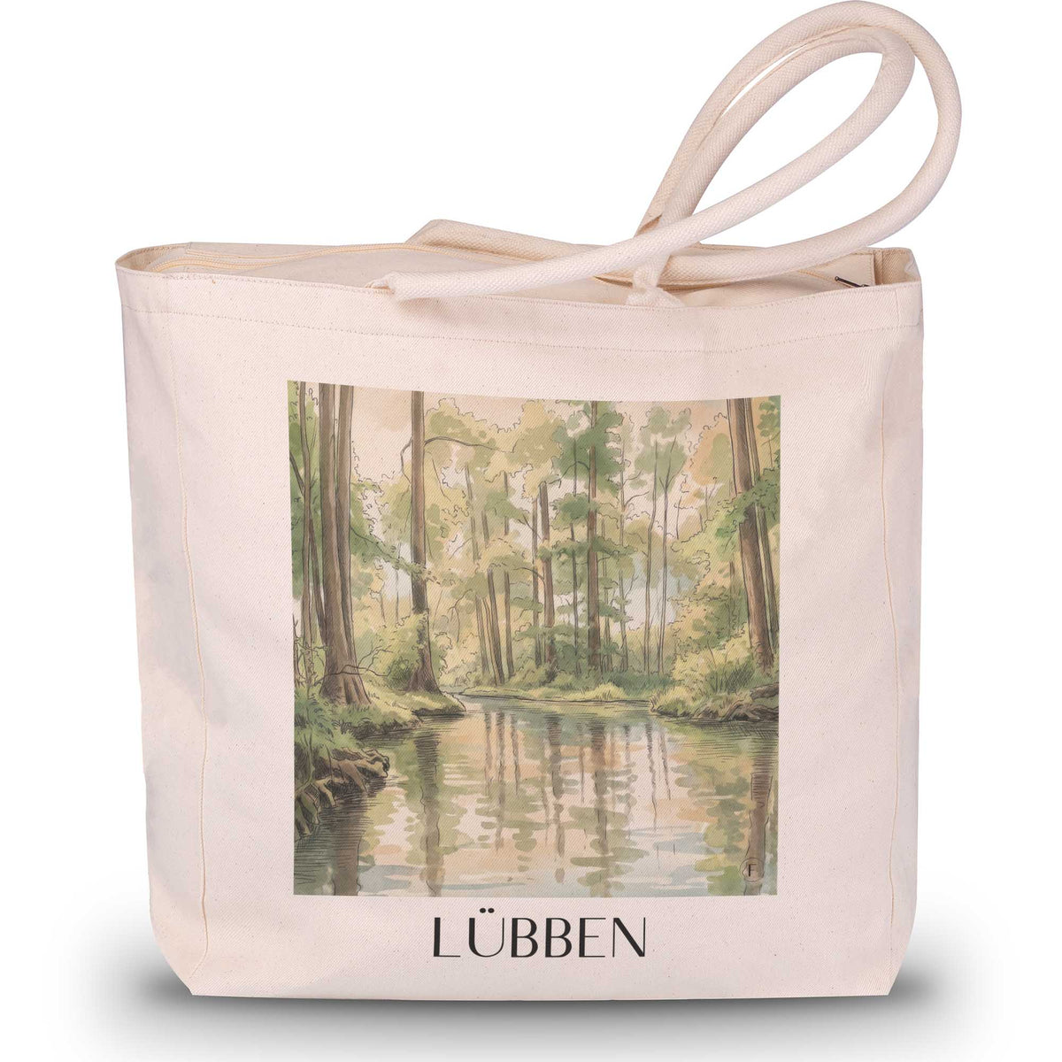 lübben-spreewald-deutschland-einkaufstasche-aquarell