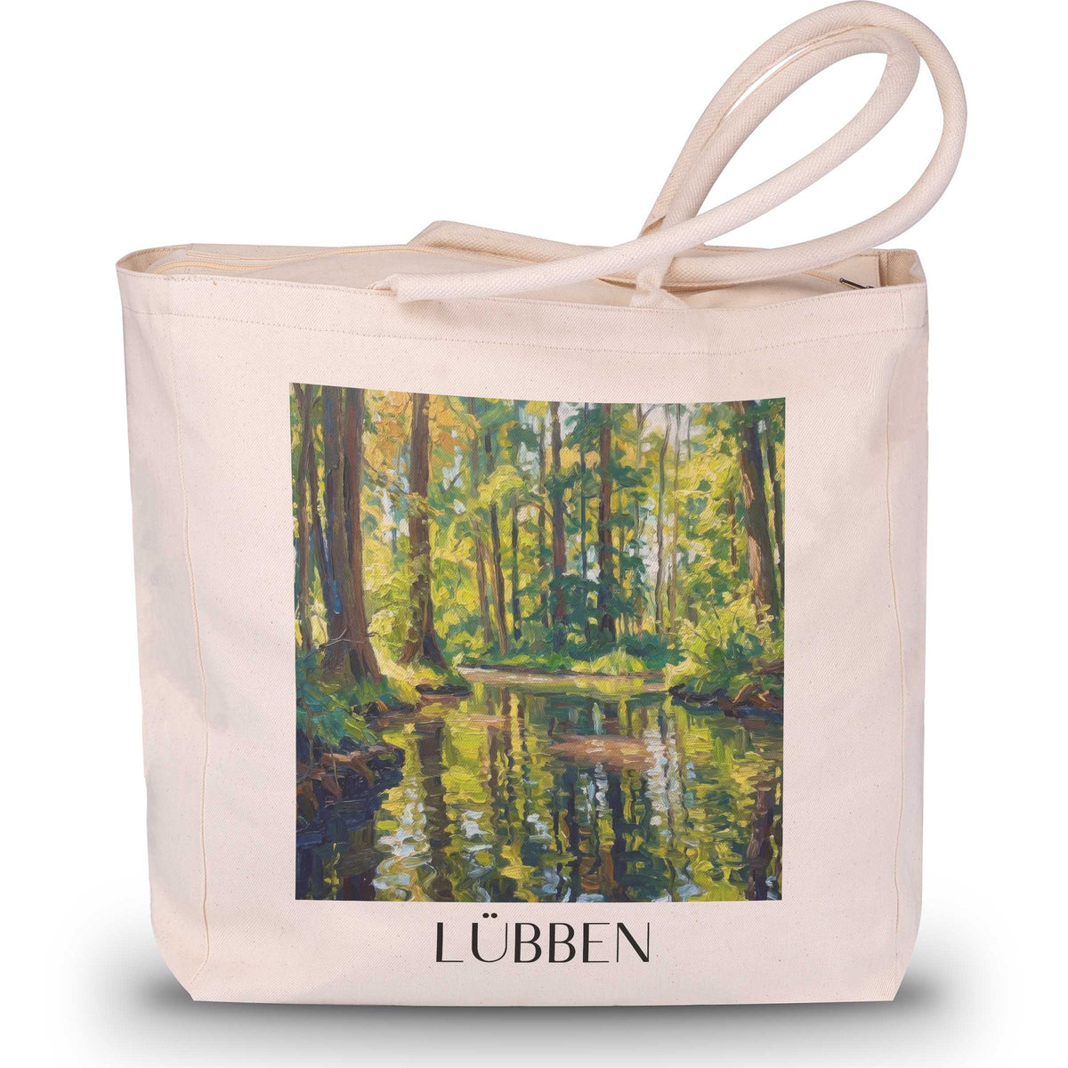 lübben-spreewald-deutschland-einkaufstasche-oil-painting-oelgemaelde