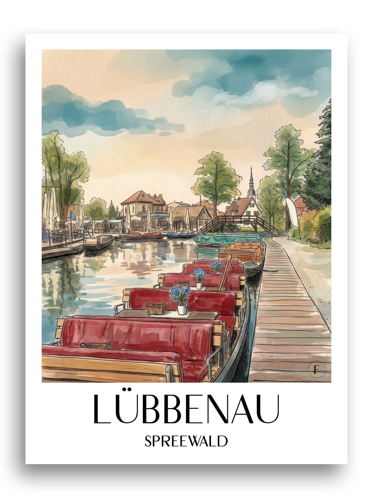 lübbenau-spreewald-deutschland-poster-aquarell