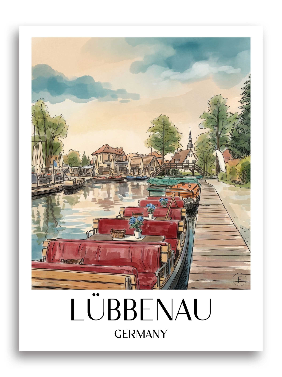 Lübbenau Poster - Spreewald - Deutschland Kunstdruck - Aquarell von A4 bis A1 - favplace