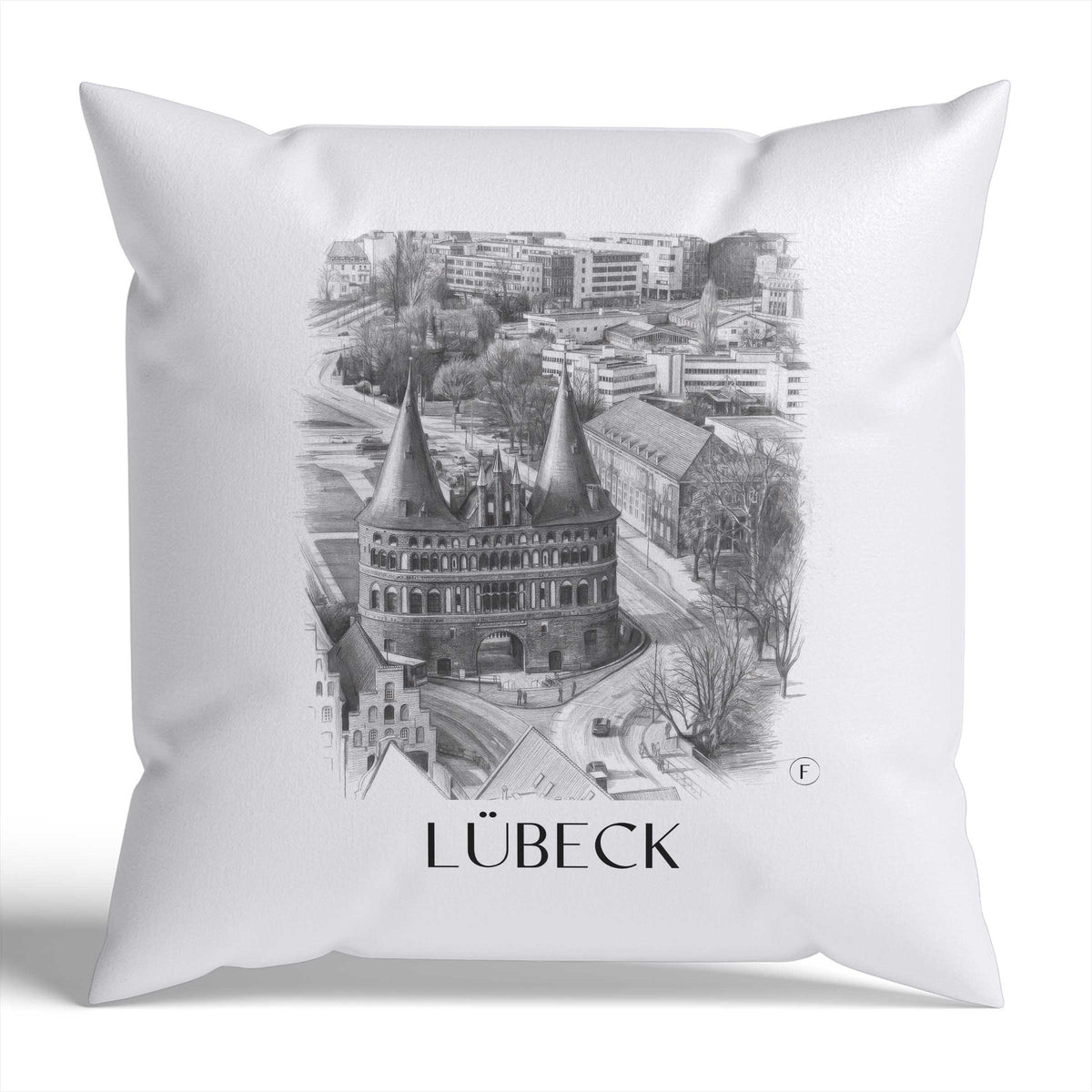 Lübeck Kissenhülle - Zierkissen Bezug - Deutschland - Deutschland Kissen bzw. Kissenbezug im Zeichnung Stil - favplace