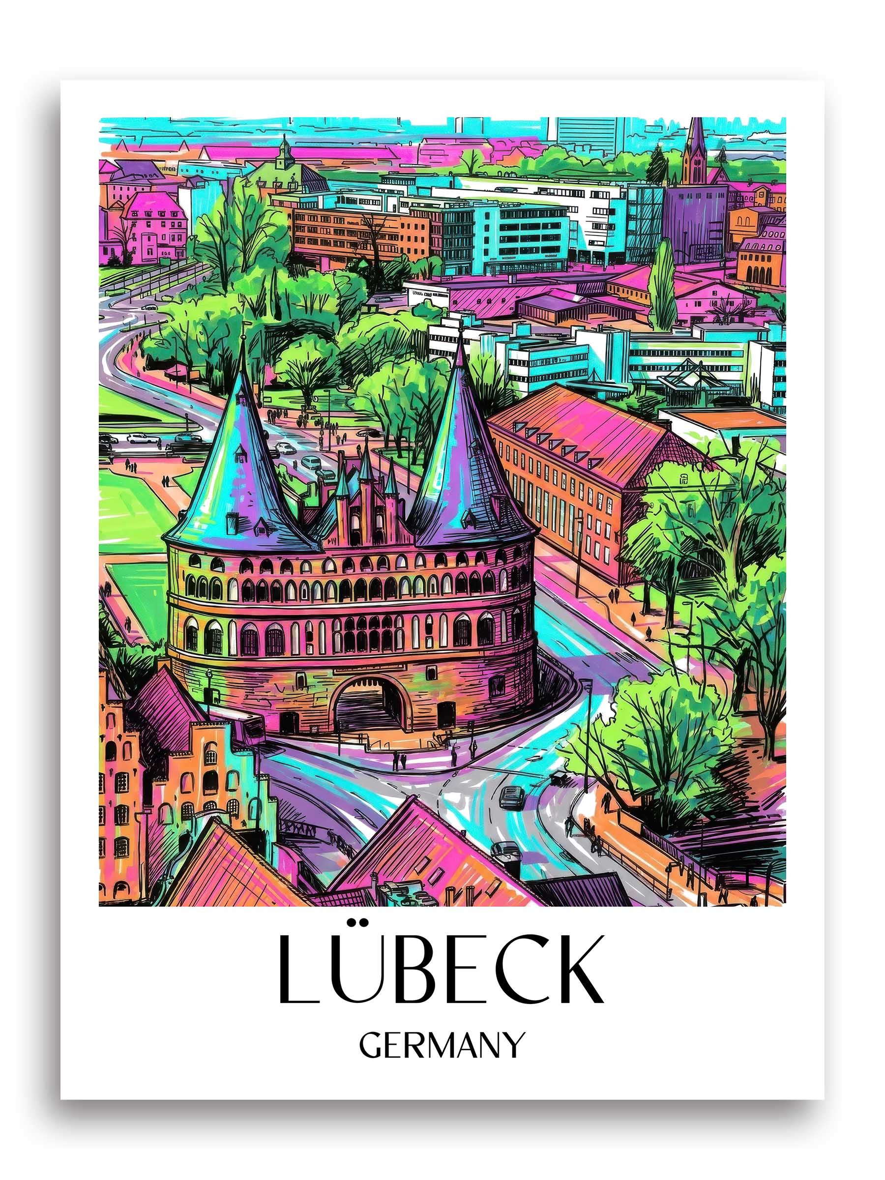 Lübeck Poster - - Deutschland Kunstdruck - Tag Graffiti von A4 bis A1 - favplace