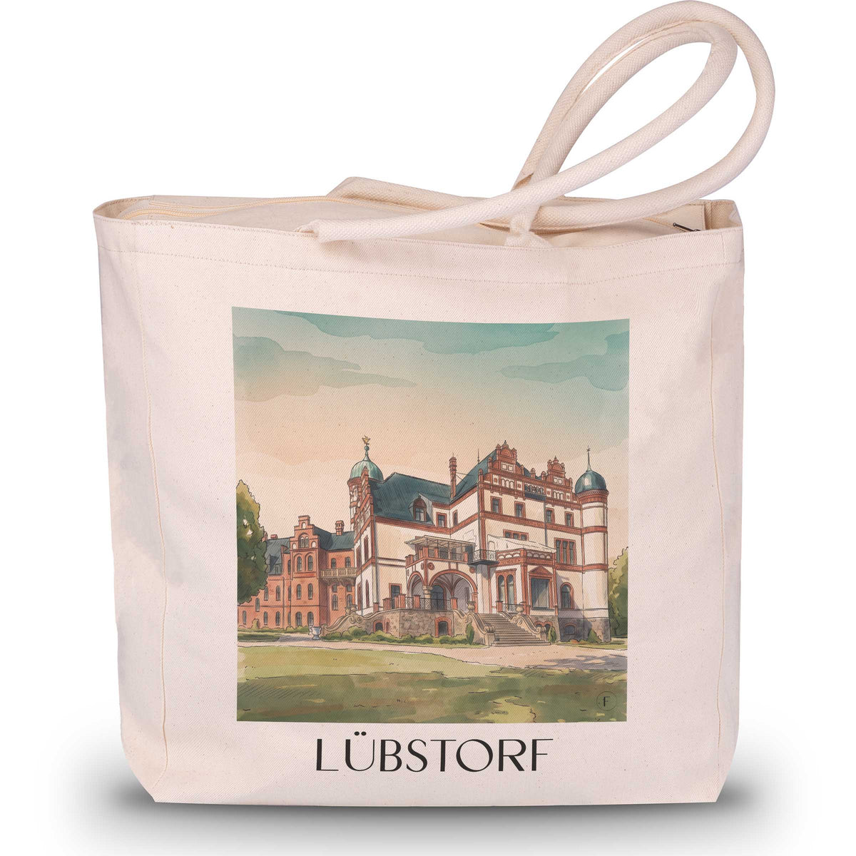 lübstorf-schweriner-see-deutschland-einkaufstasche-aquarell