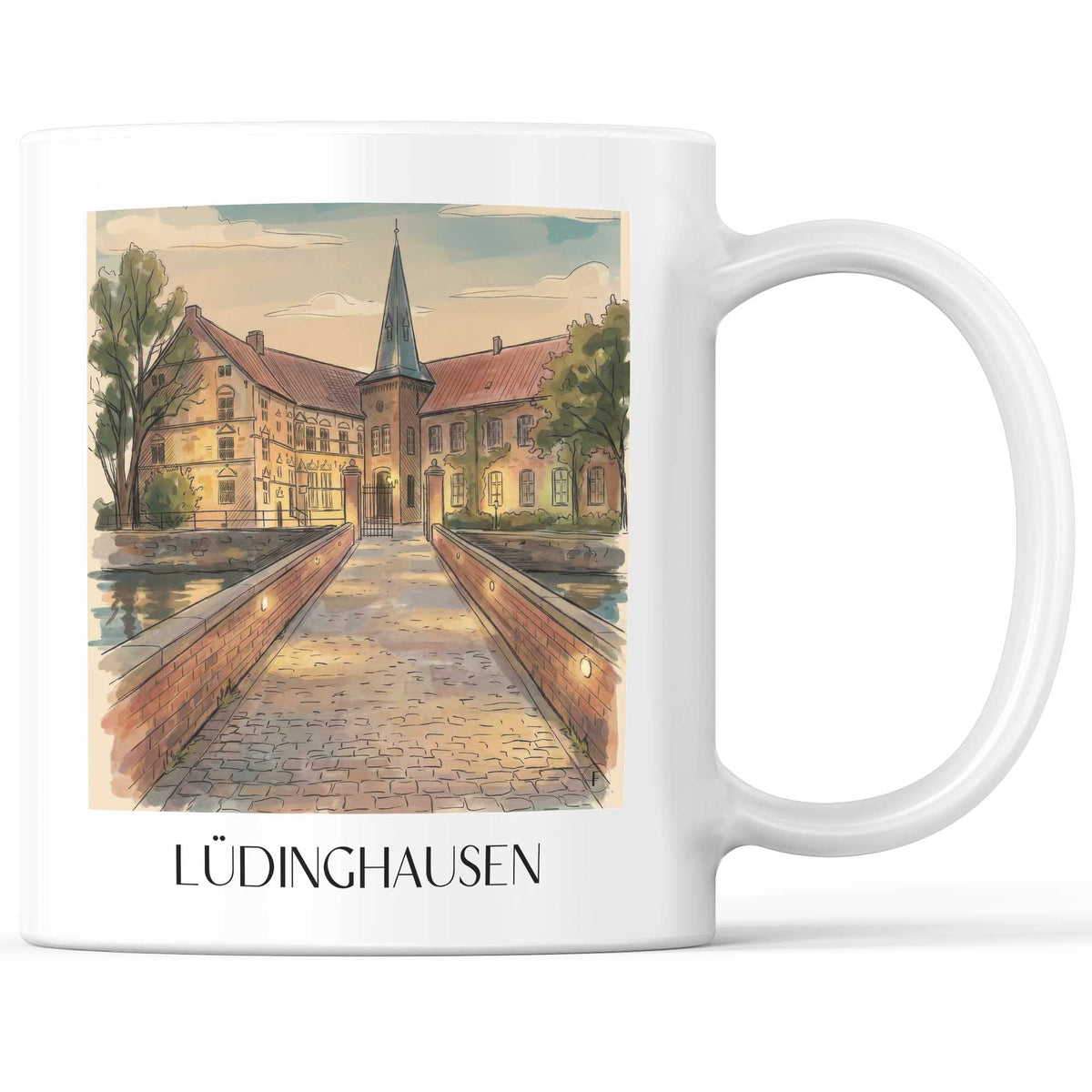 Lüdinghausen Kaffeebecher - Münsterland - Deutschland Becher - Kaffeetasse im Aquarell Stil - favplace