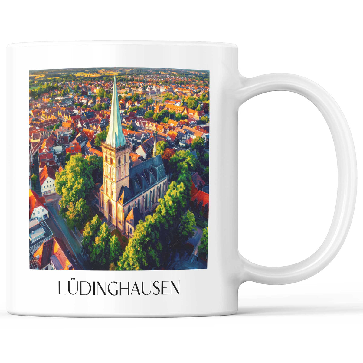 Lüdinghausen Kaffeebecher - Münsterland - Deutschland Becher - Kaffeetasse im Ölgemälde Stil - favplace