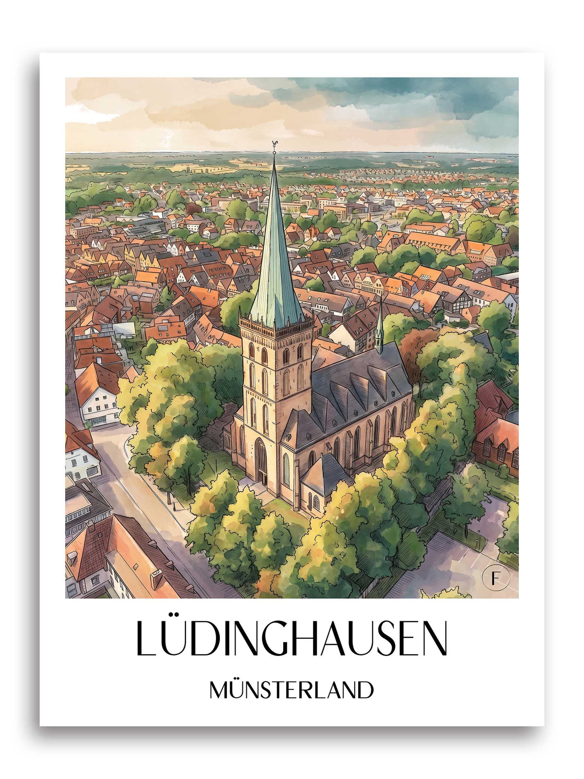lüdinghausen-münsterland-deutschland-poster-aquarell