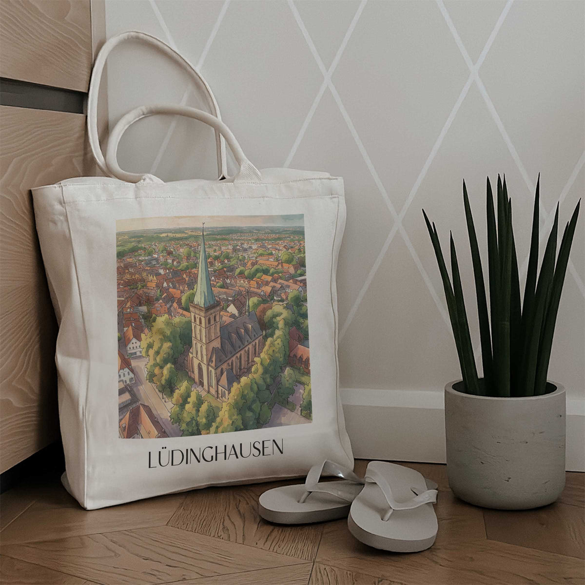 lüdinghausen-münsterland-deutschland-einkaufstasche-aquarell