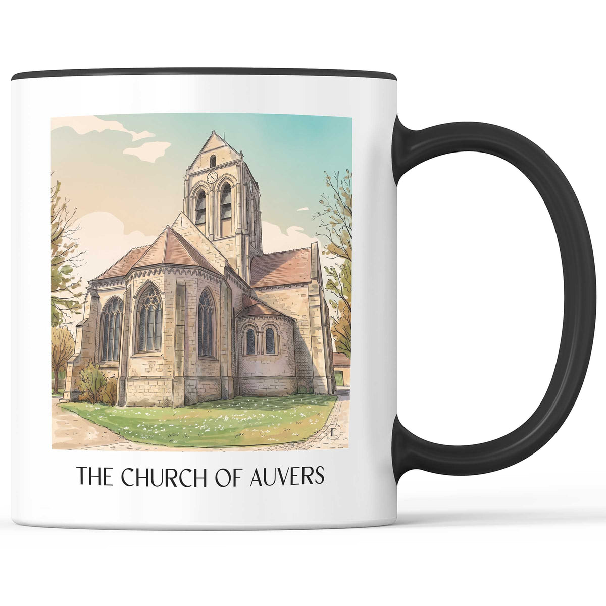 L'Église d'Auvers Kaffeebecher - Auvers-sur-Oise - Frankreich Becher - Kaffeetasse im Aquarell Stil - favplace