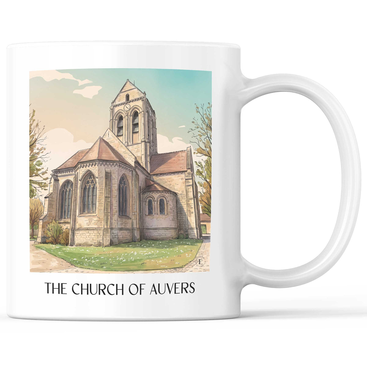 L'Église d'Auvers Kaffeebecher - Auvers-sur-Oise - Frankreich Becher - Kaffeetasse im Aquarell Stil - favplace