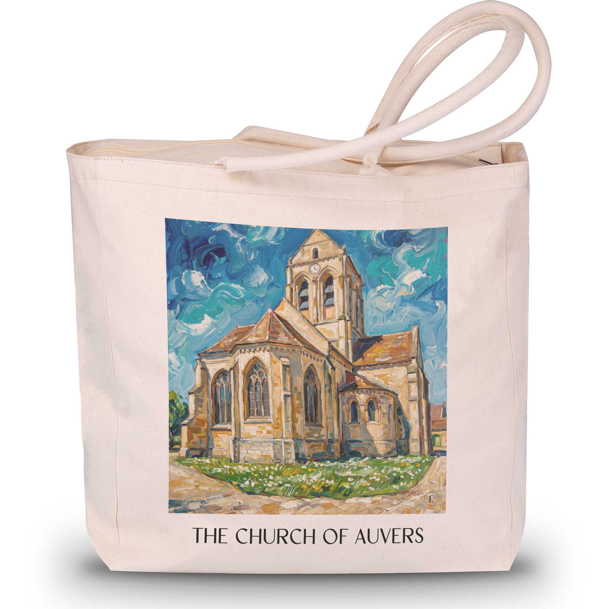 L'Église d'Auvers Shopping Tasche - Auvers-sur-Oise - Frankreich Tote Bag - Einkaufstasche im Ölgemälde Stil - favplace