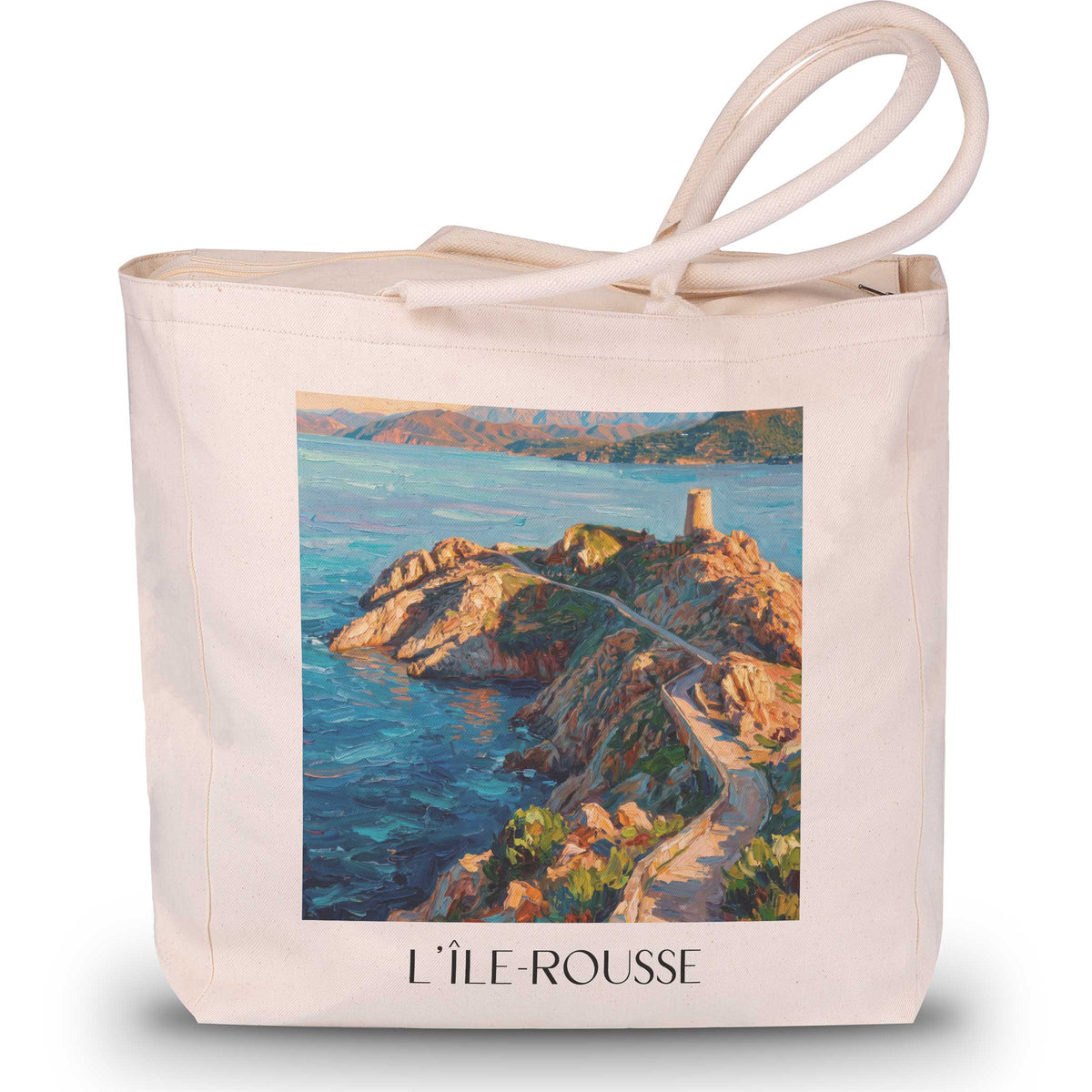 L’Île-Rousse Shopping Tasche - Balagne - Frankreich Tote Bag - Einkaufstasche im Ölgemälde Stil