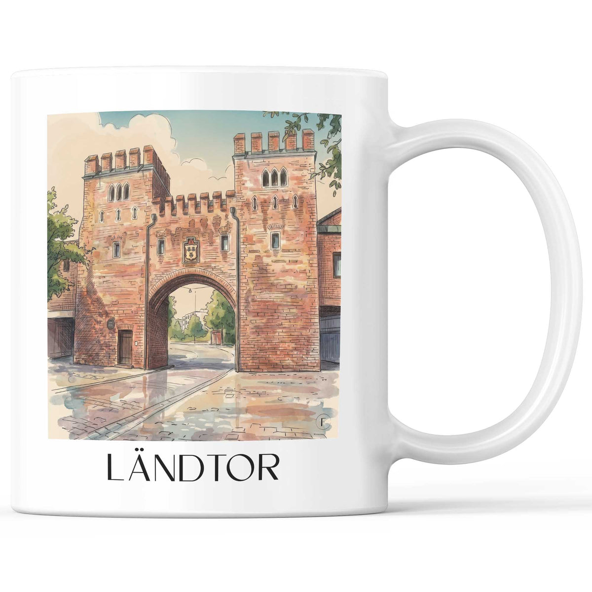 Ländtor Kaffeebecher - Landshut - Deutschland Becher - Kaffeetasse im Aquarell Stil - favplace