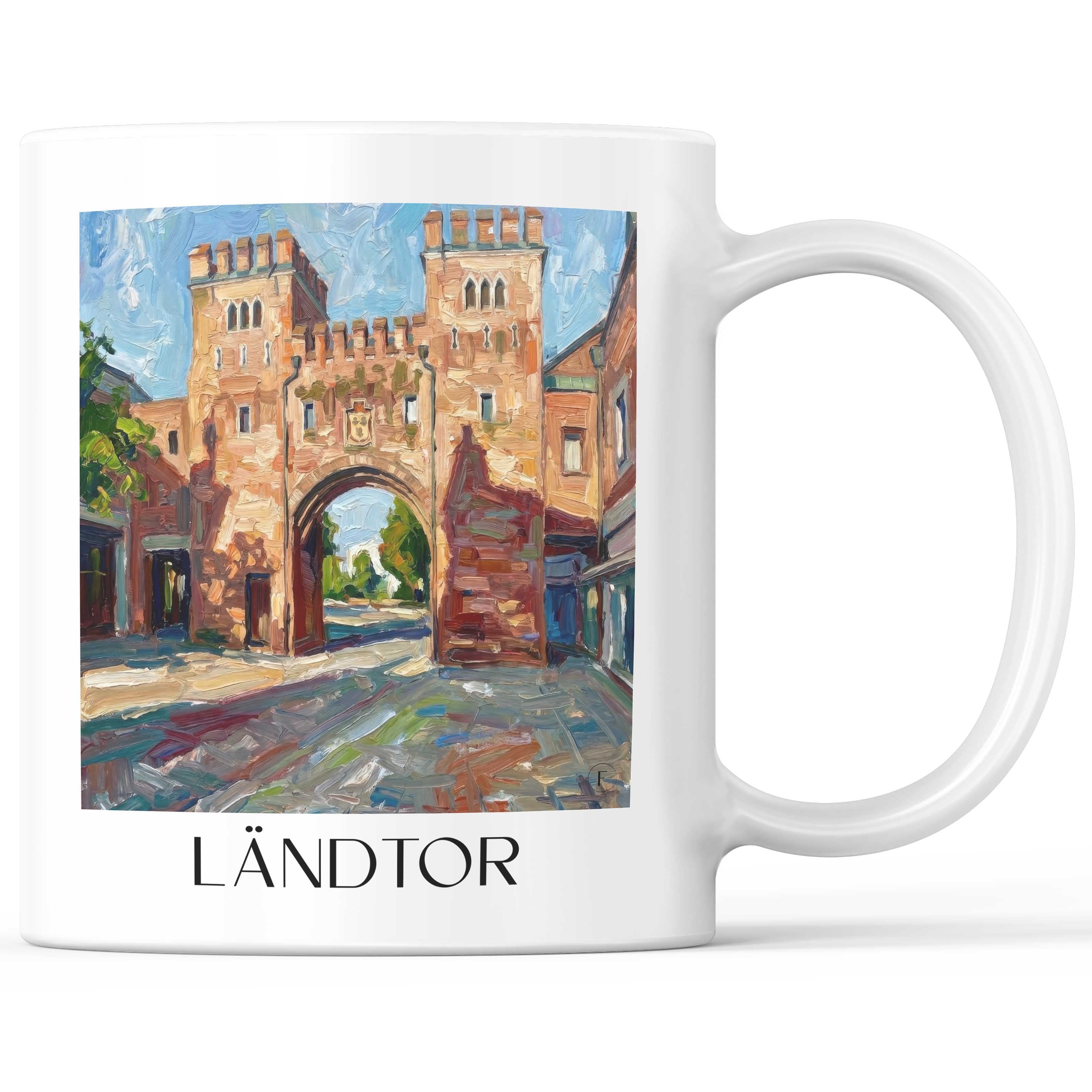 Ländtor Kaffeebecher - Landshut - Deutschland Becher - Kaffeetasse im Ölgemälde Stil - favplace