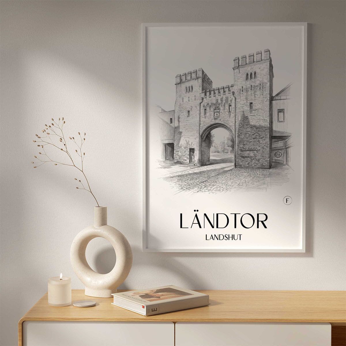 ländtor-landshut-deutschland-poster-bleistift-zeichnung-drawing