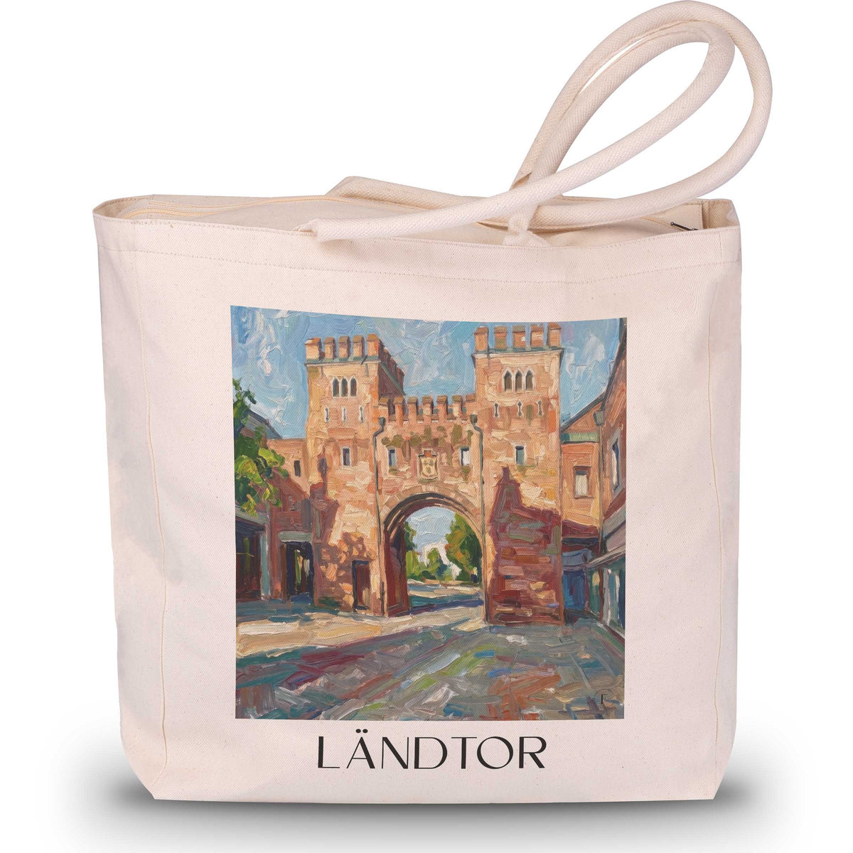 Ländtor Shopping Tasche - Landshut - Deutschland Tote Bag - Einkaufstasche im Ölgemälde Stil - favplace