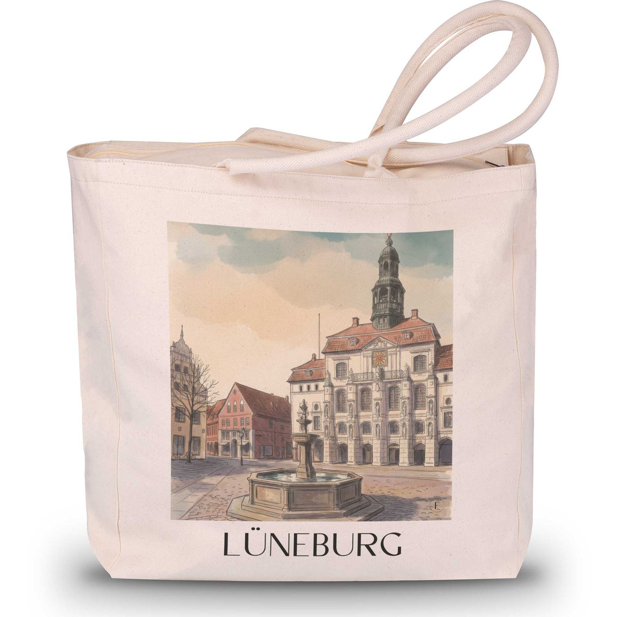 lüneburg-niedersachsen-deutschland-einkaufstasche-aquarell