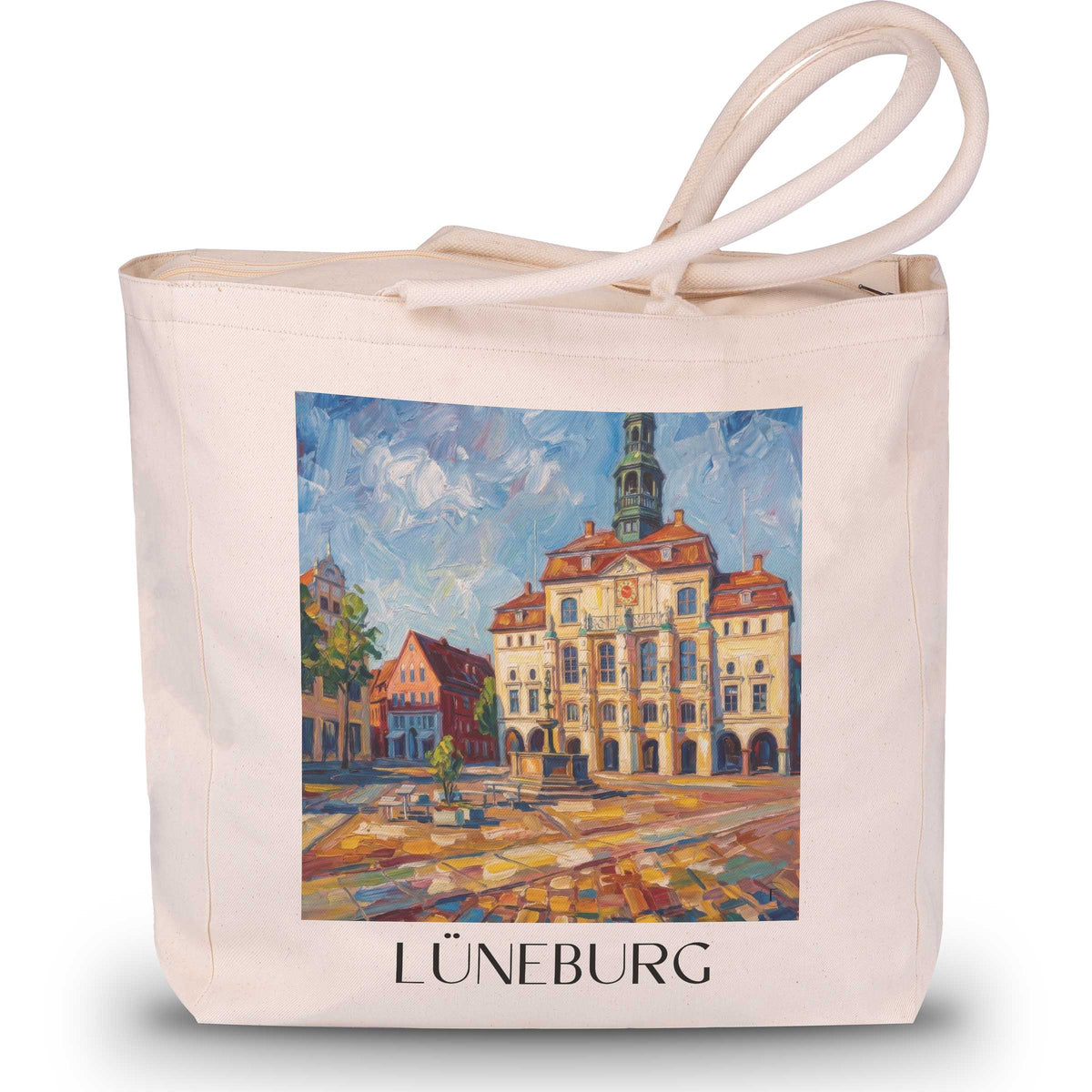 Lüneburg Shopping Tasche - Niedersachsen - Deutschland Tote Bag - Einkaufstasche im Ölgemälde Stil - favplace
