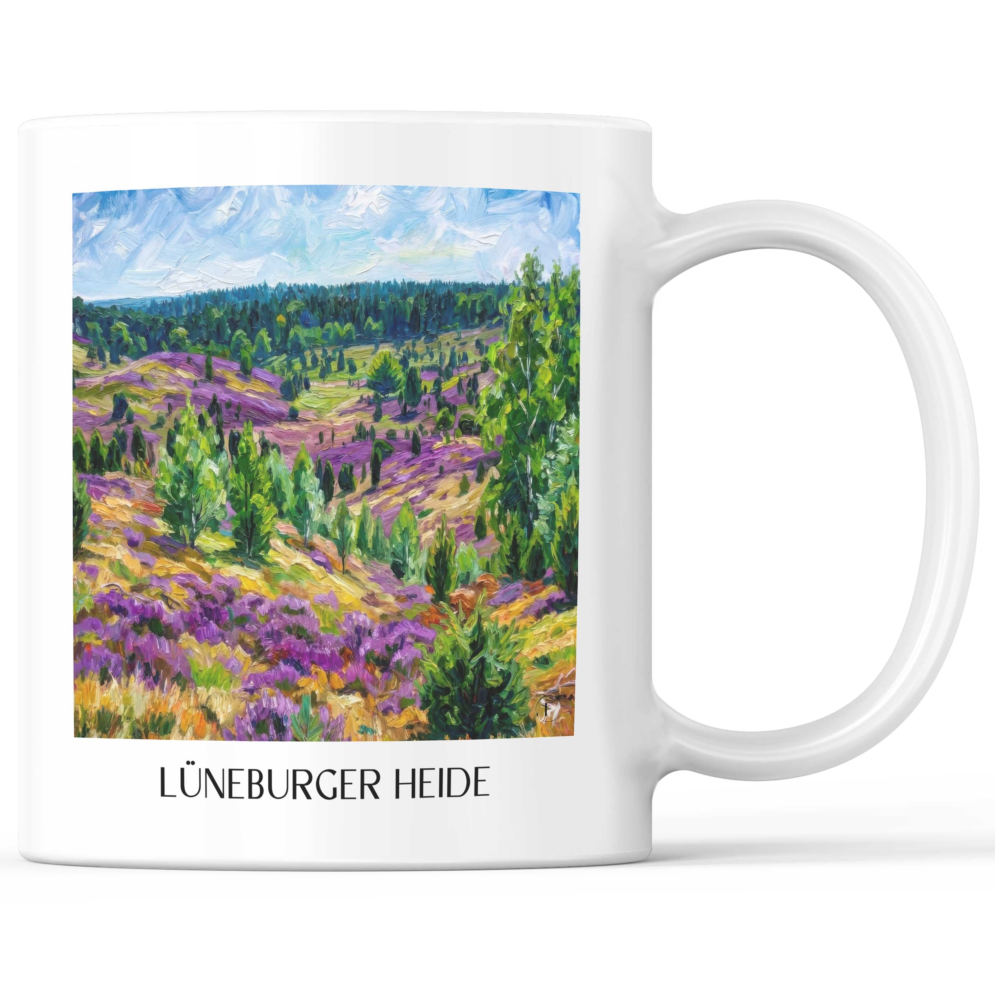 Lüneburger Heide Kaffeebecher - Niedersachsen - Deutschland Becher - Kaffeetasse im Ölgemälde Stil - favplace