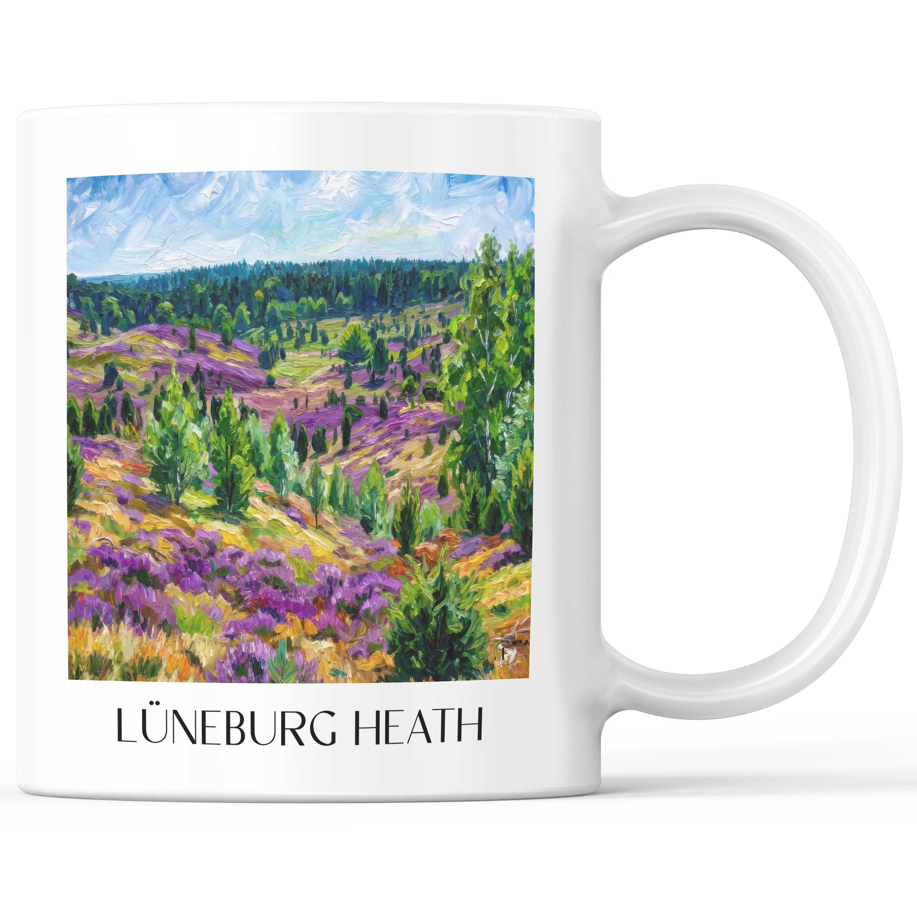 Lüneburger Heide Kaffeebecher - Niedersachsen - Deutschland Becher - Kaffeetasse im Ölgemälde Stil - favplace