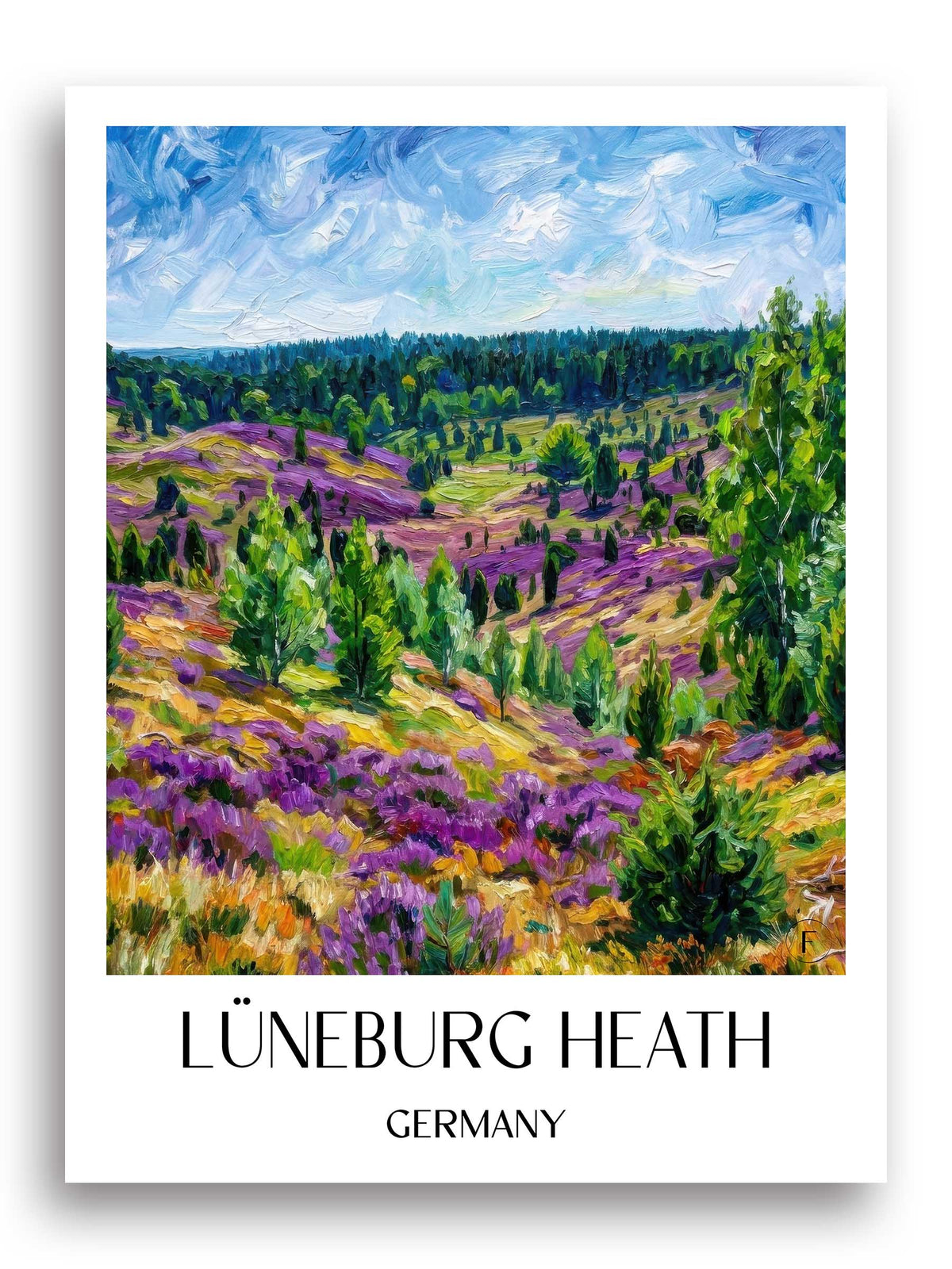 Lüneburger Heide Poster - Niedersachsen - Deutschland Kunstdruck - Ölgemälde von A4 bis A1 - favplace