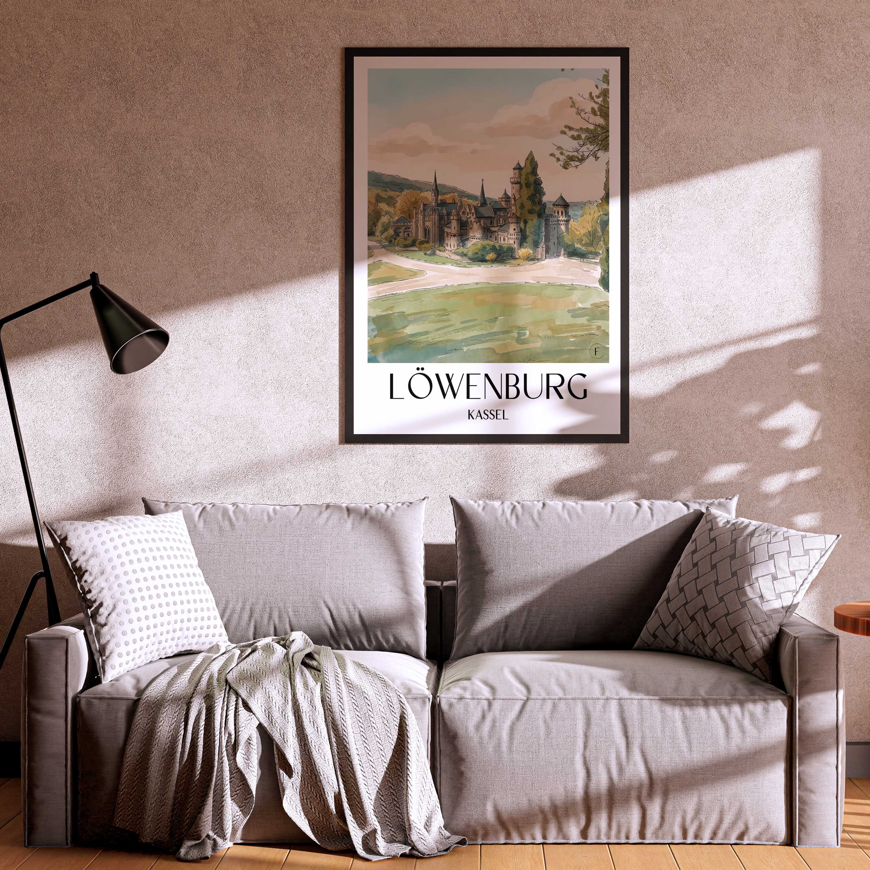 löwenburg-kassel-deutschland-poster-aquarell